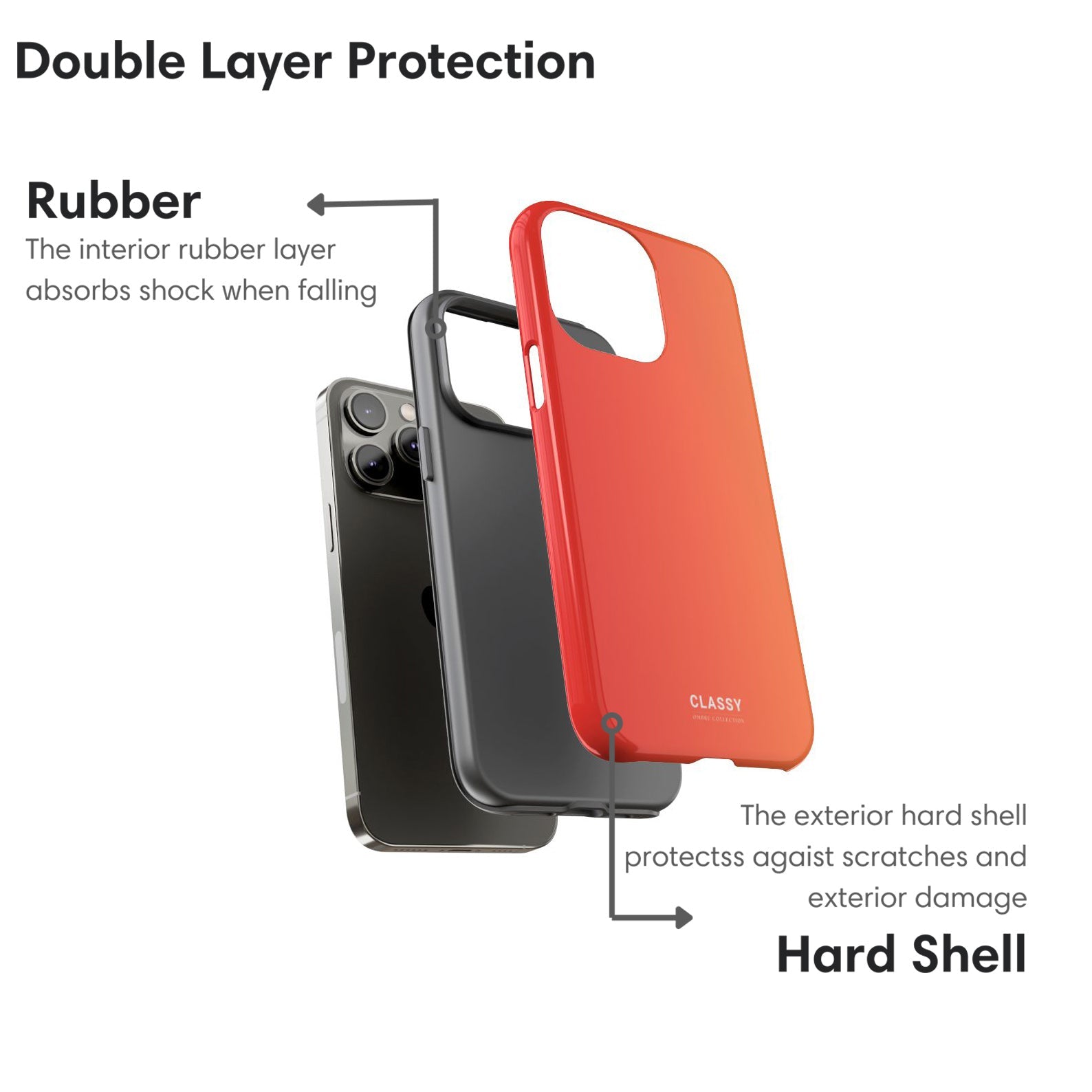 Orange Ombre Tough Case - Classy Cases - Phone Case - iPhone 17 - Glossy - 