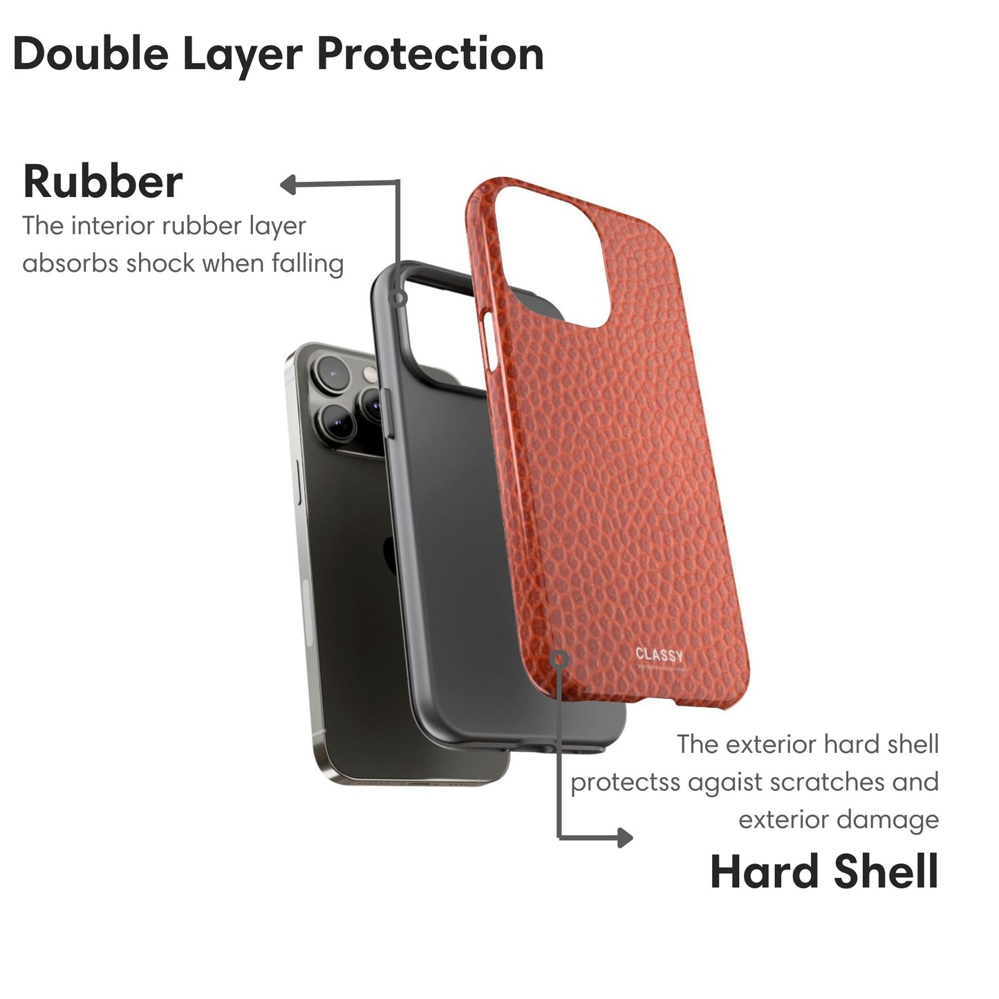 Orange Crocodile Print Tough Case layers