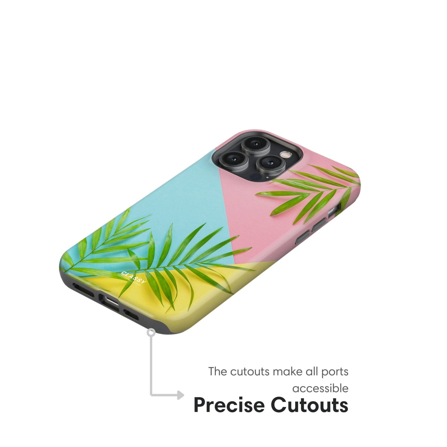Palm Leaves Colorblock Tough Case - Classy Cases - Phone Case - iPhone 17 - Glossy - 