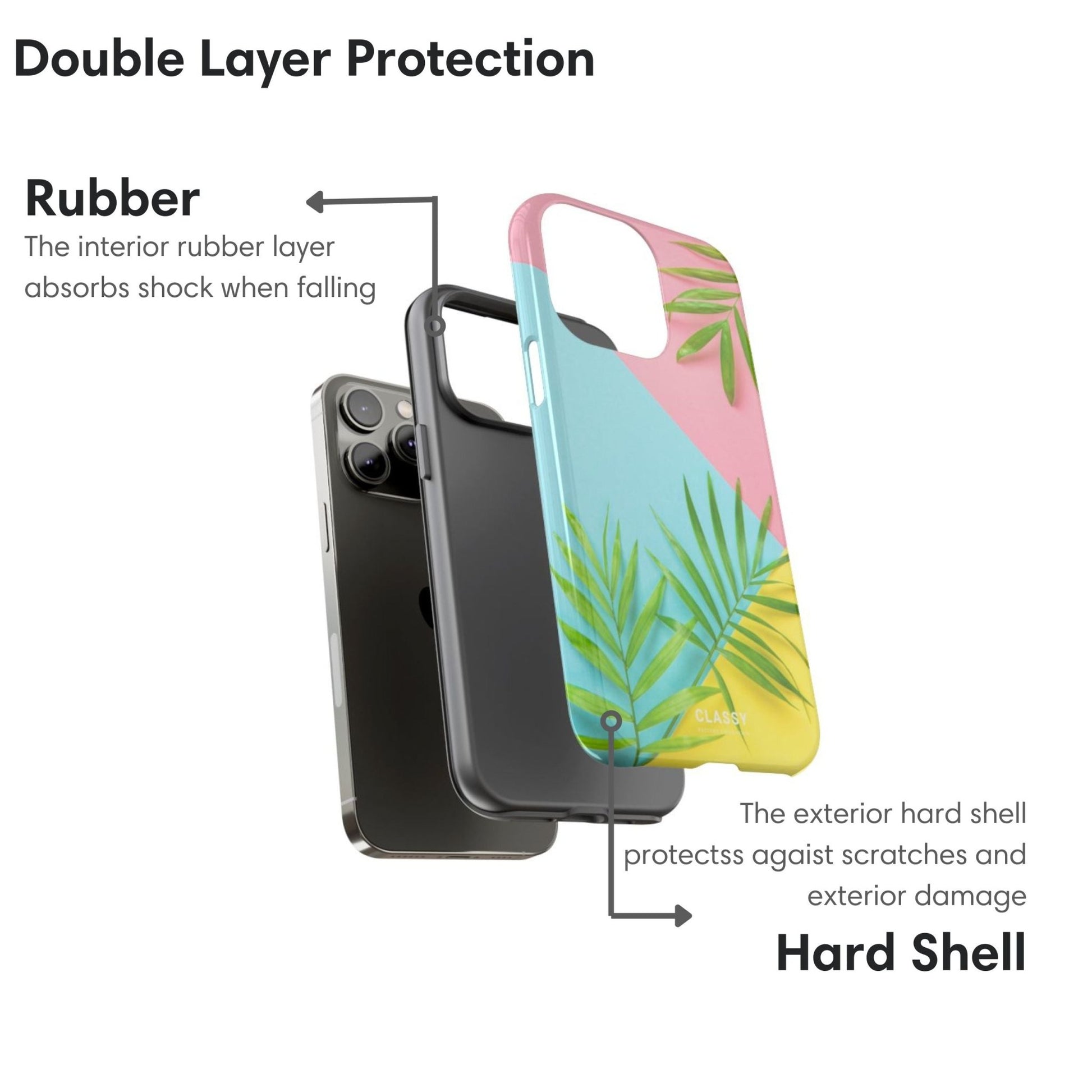 Palm Leaves Colorblock Tough Case - Classy Cases - Phone Case - iPhone 17 - Glossy - 