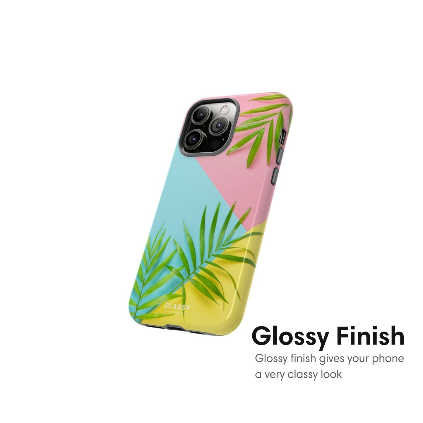 Palm Leaves Colorblock Tough Case - Classy Cases - Phone Case - iPhone 17 - Glossy - 