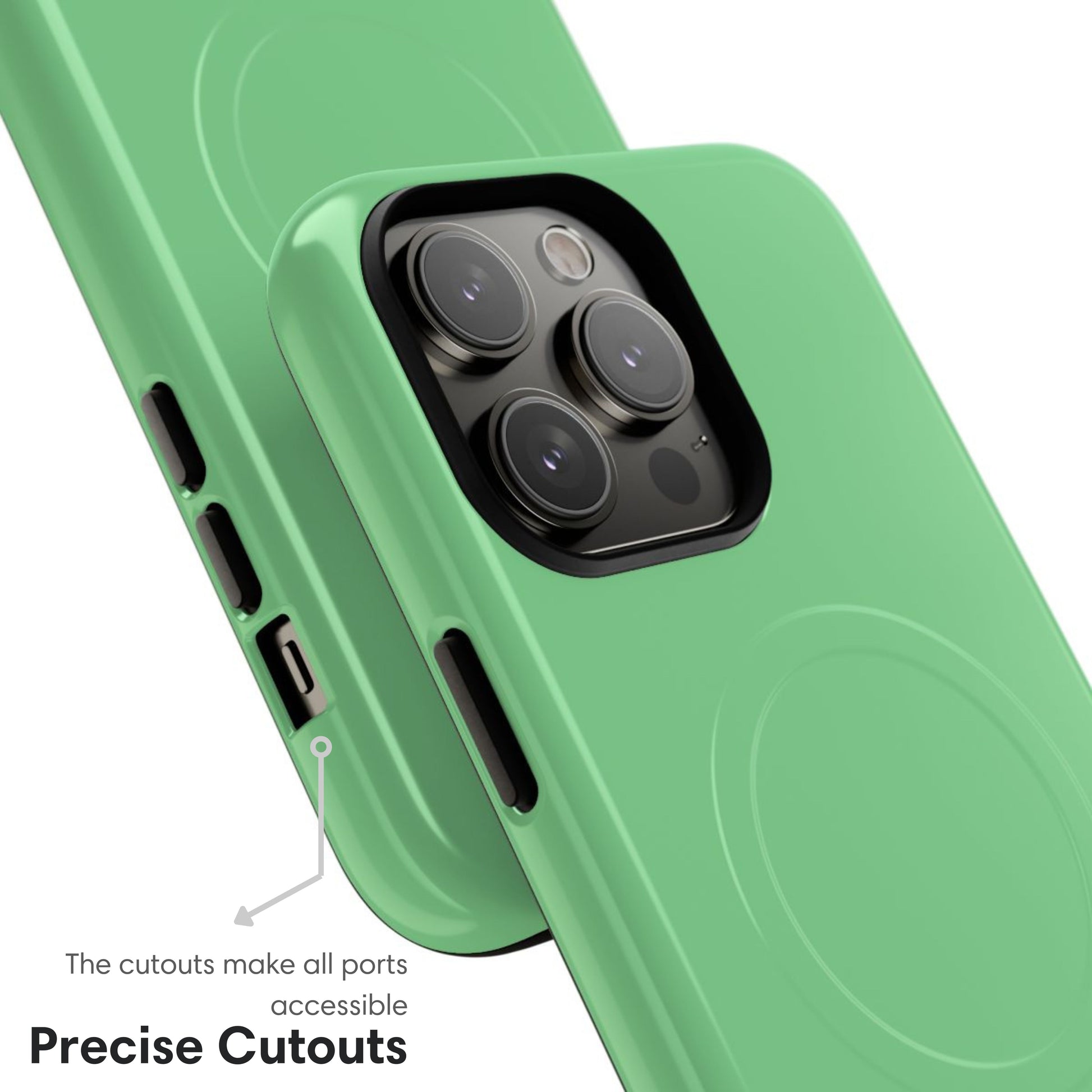 Pastel Green MagSafe Tough Case cutouts