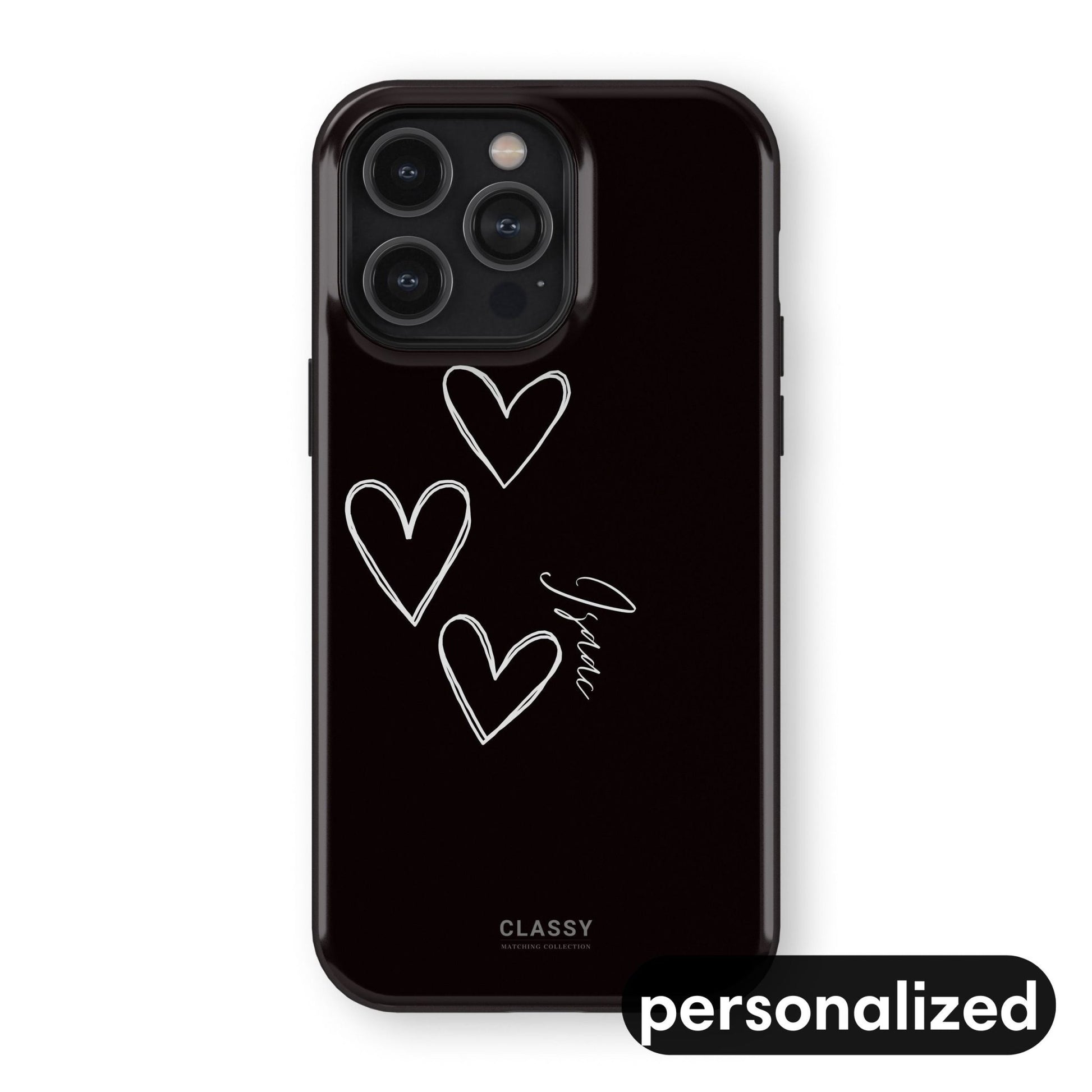 Personalized Couple Hearts Tough Case - Black - Classy Cases - Phone Case - iPhone 17 - Glossy - 