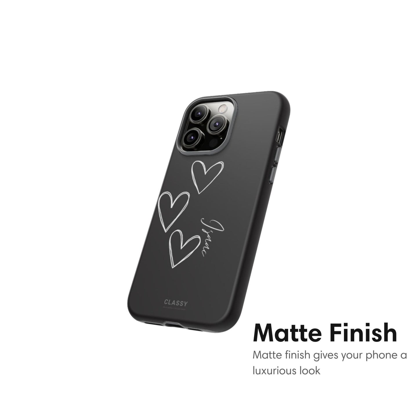 Personalized Couple Hearts Tough Case - Black - Classy Cases - Phone Case - iPhone 17 - Glossy - 