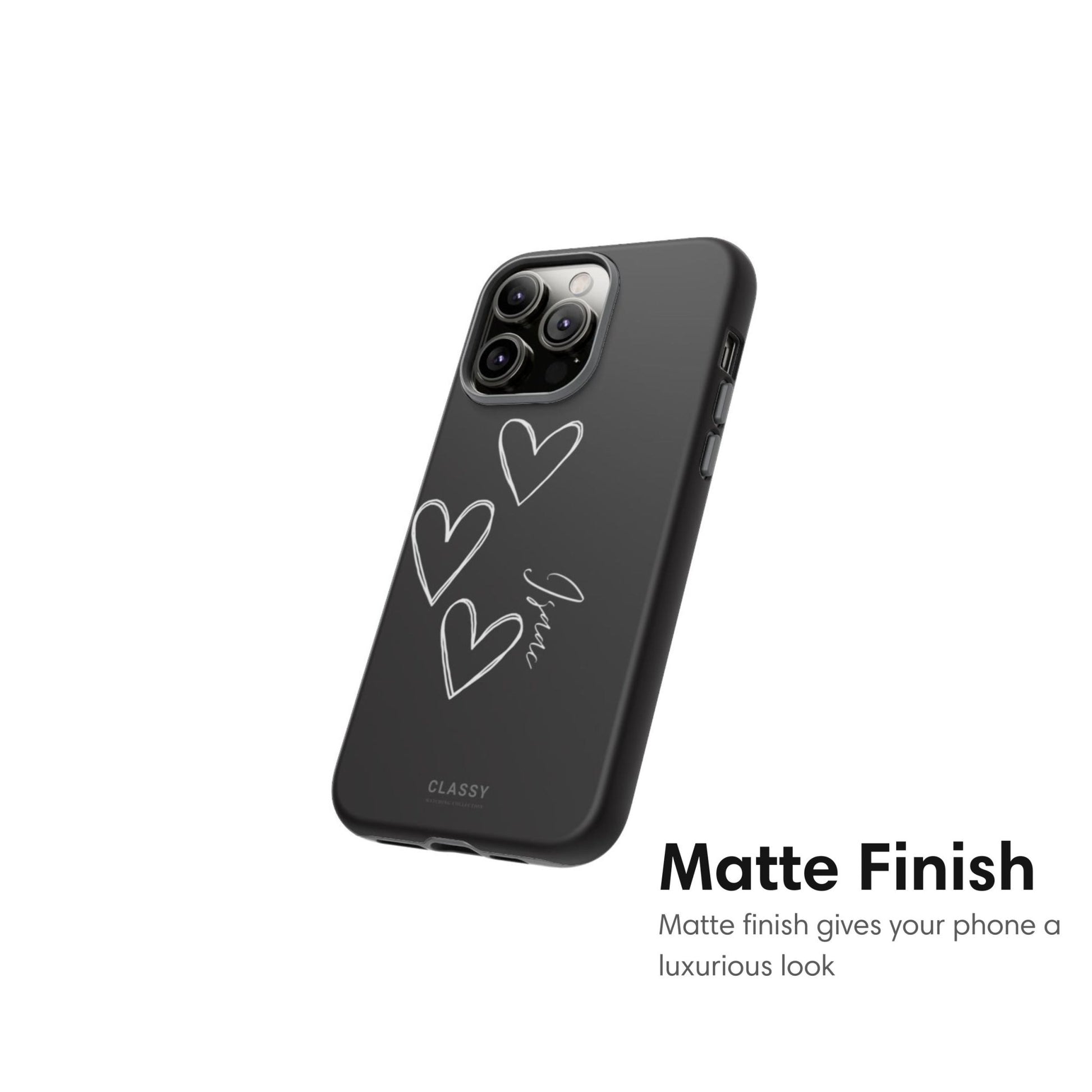 Personalized Couple Hearts Tough Case - Black - Classy Cases - Phone Case - iPhone 17 - Glossy - 