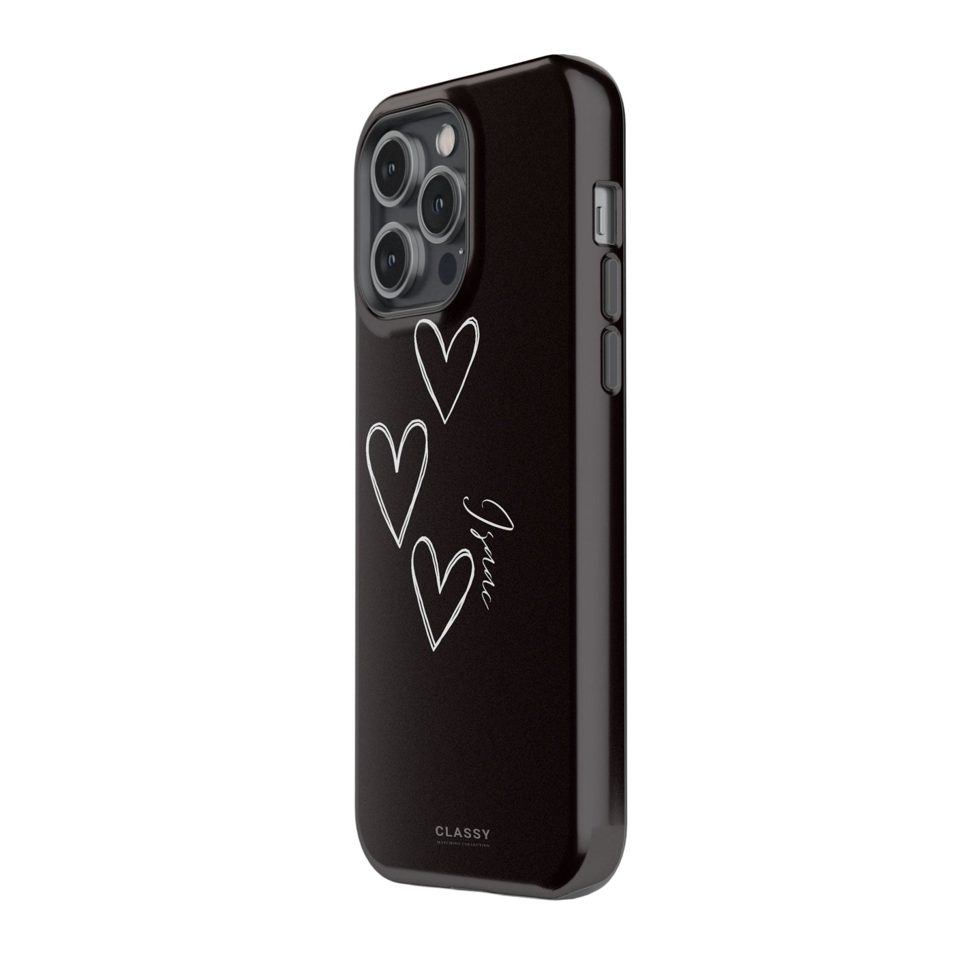 Personalized Couple Hearts Tough Case - Black - Classy Cases - Phone Case - iPhone 17 - Glossy - 
