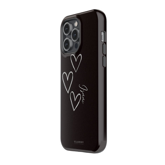 Personalized Couple Hearts Tough Case - Black - Classy Cases - Phone Case - iPhone 17 - Glossy - 