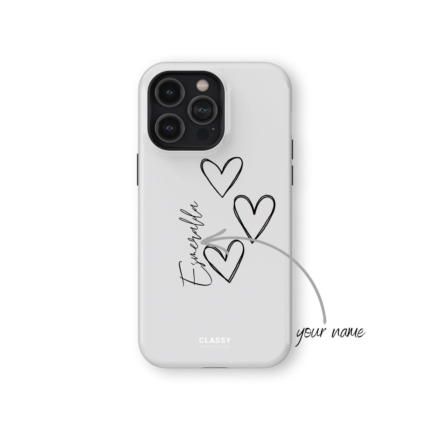 Personalized Couple Hearts Tough Case - White - Classy Cases - Phone Case - iPhone 17 - Glossy - 