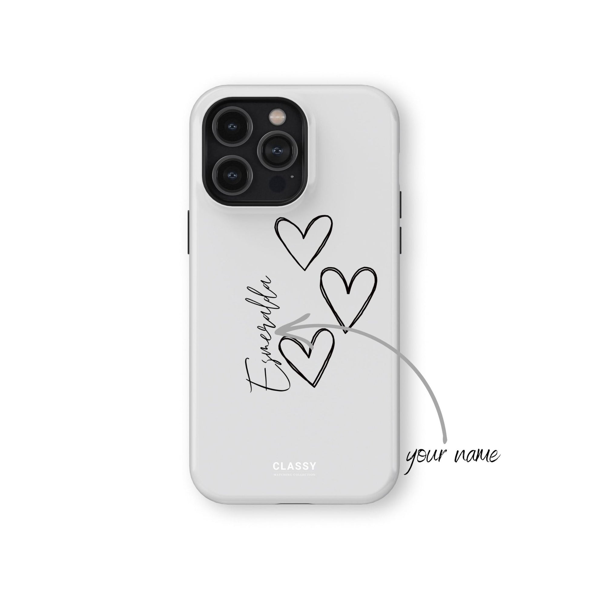 Personalized Couple Hearts Tough Case - White - Classy Cases - Phone Case - iPhone 17 - Glossy - 