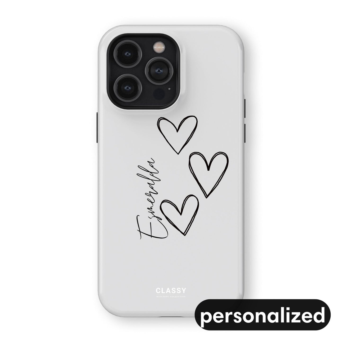 Personalized Couple Hearts Tough Case - White - Classy Cases - Phone Case - iPhone 17 - Glossy - 