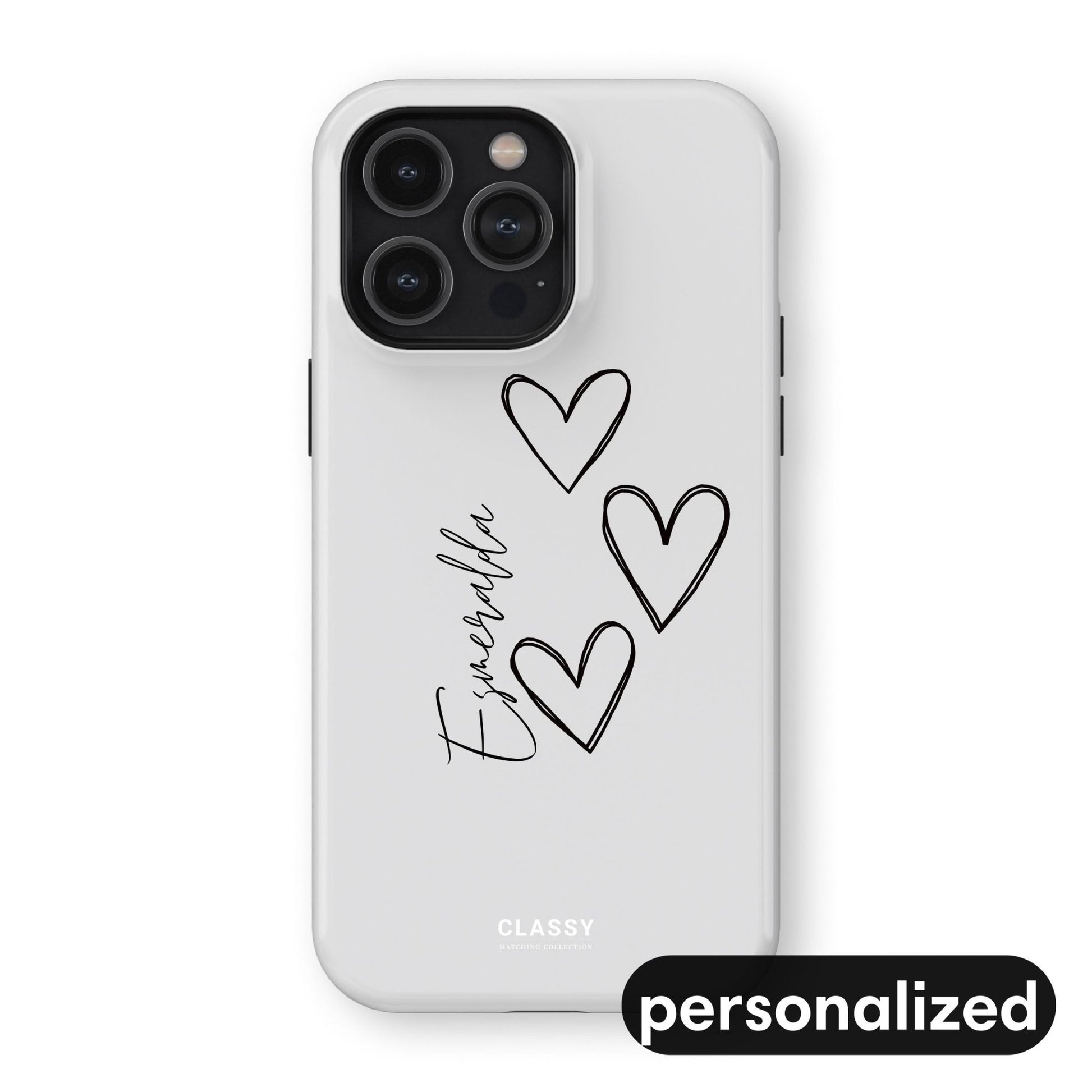 Personalized Couple Hearts Tough Case - White - Classy Cases - Phone Case - iPhone 17 - Glossy - 