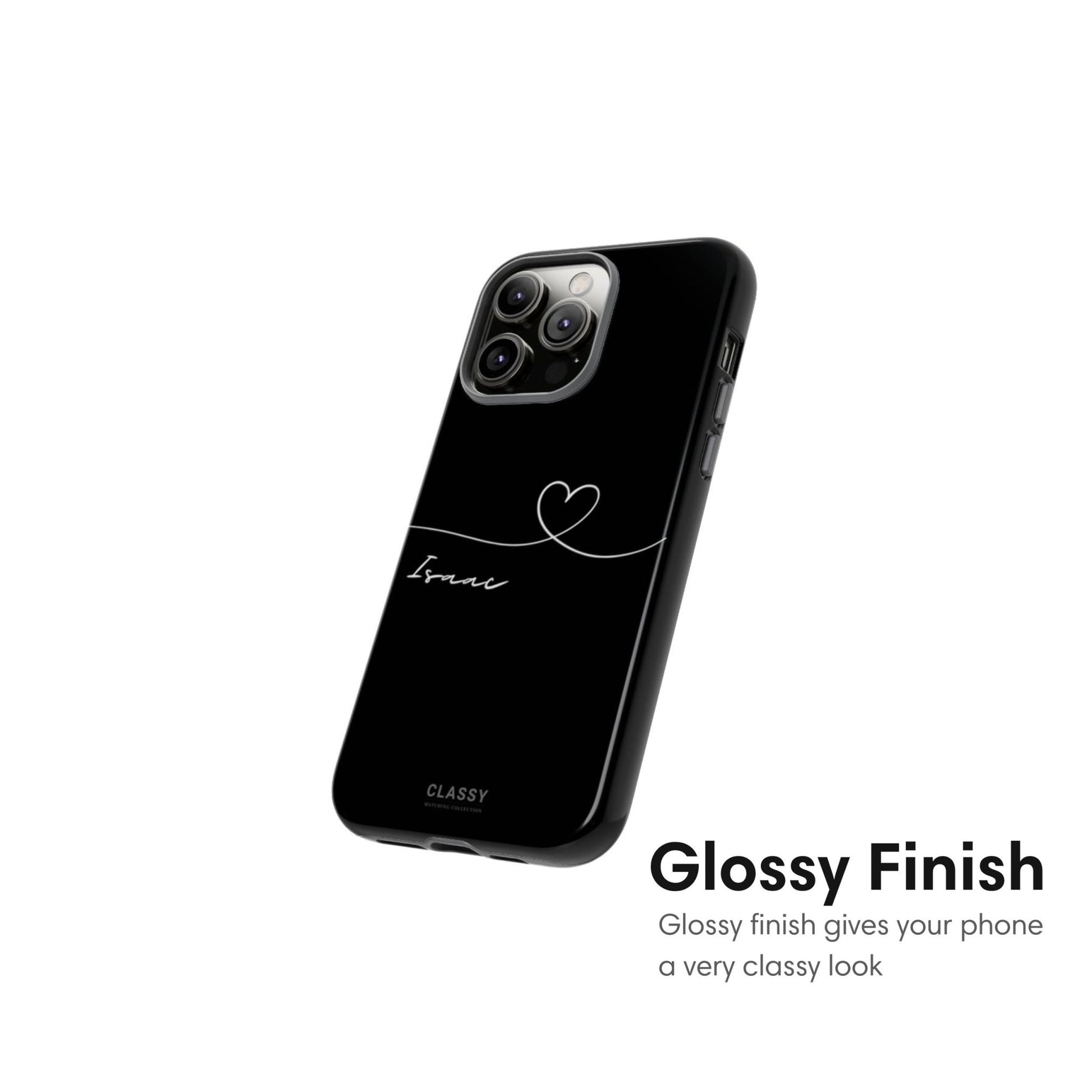 Personalized Heart Drawing Couple Tough Case - Black - Classy Cases - Phone Case - iPhone 17 - Glossy - 