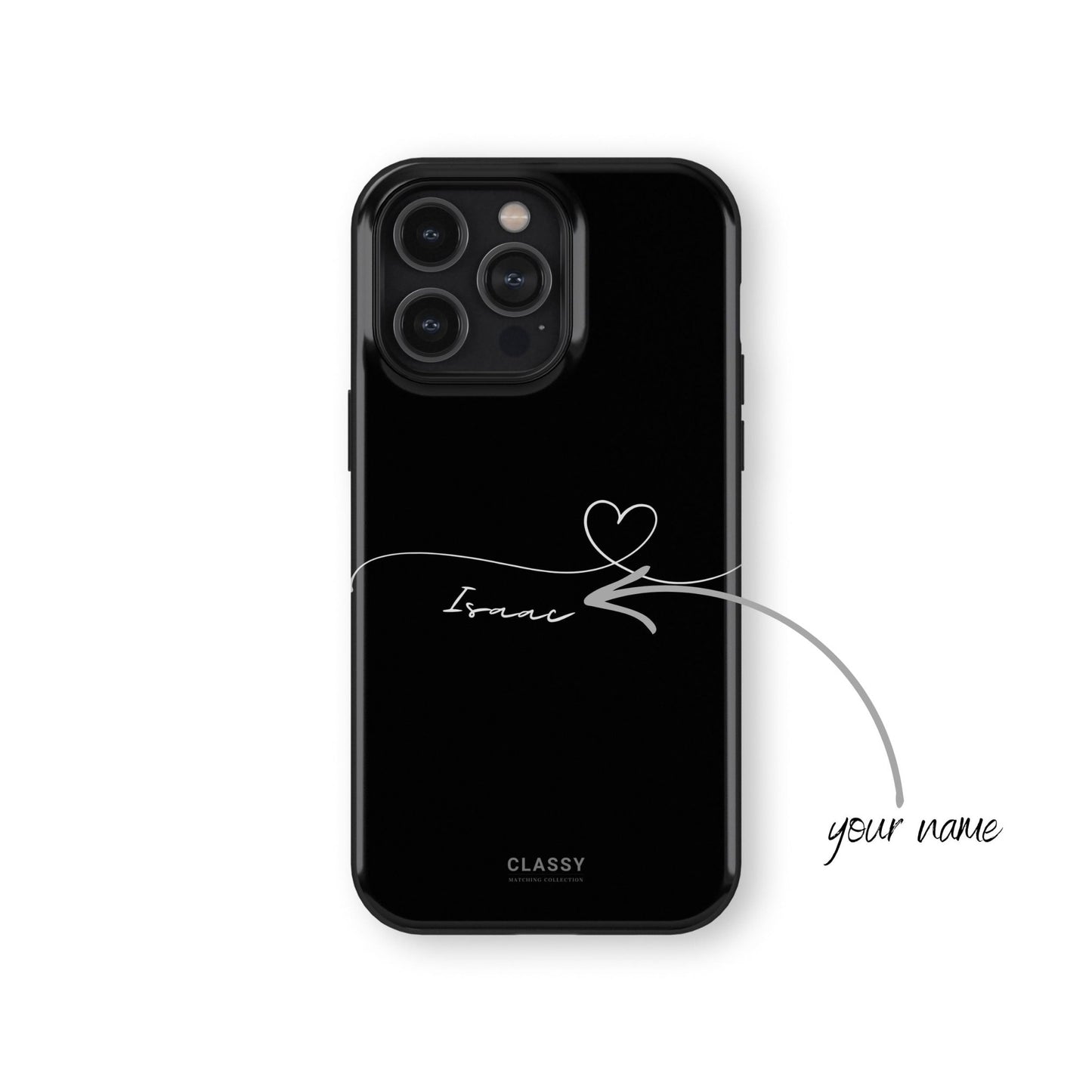 Personalized Heart Drawing Couple Tough Case - Black - Classy Cases - Phone Case - iPhone 17 - Glossy - 