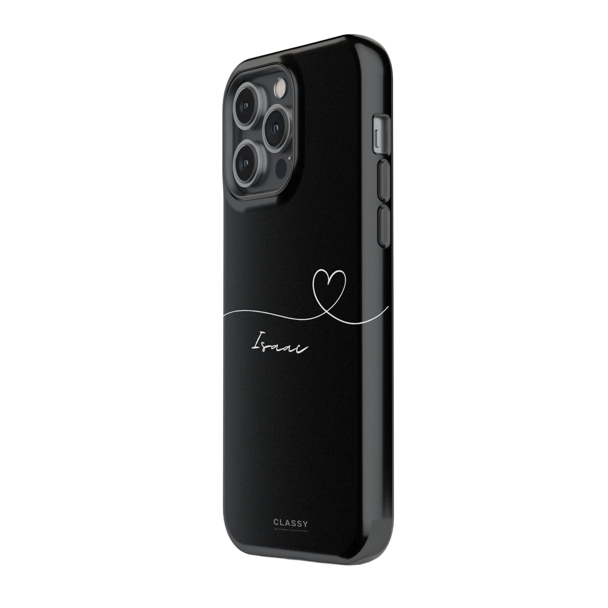 Personalized Heart Drawing Couple Tough Case - Black - Classy Cases - Phone Case - iPhone 17 - Glossy - 