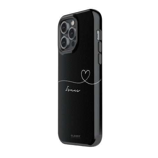 Personalized Heart Drawing Couple Tough Case - Black - Classy Cases - Phone Case - iPhone 17 - Glossy - 