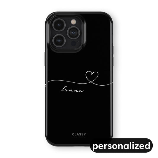 Personalized Heart Drawing Couple Tough Case - Black - Classy Cases - Phone Case - iPhone 17 - Glossy - 