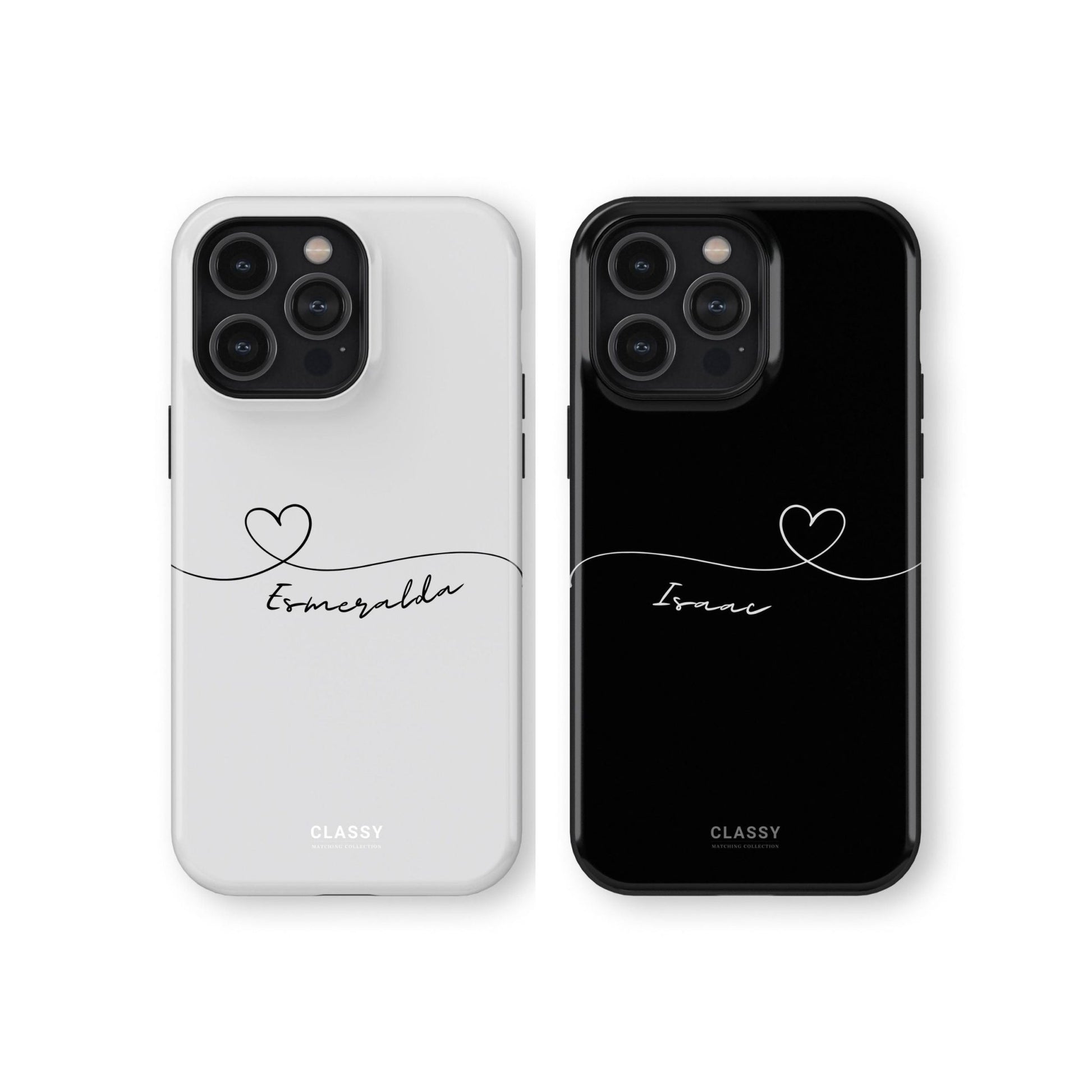 Personalized Heart Drawing Couple Tough Case - White - Classy Cases - Phone Case - iPhone 17 - Glossy - 
