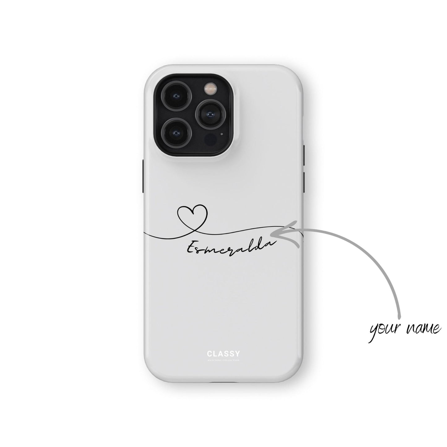 Personalized Heart Drawing Couple Tough Case - White - Classy Cases - Phone Case - iPhone 17 - Glossy - 