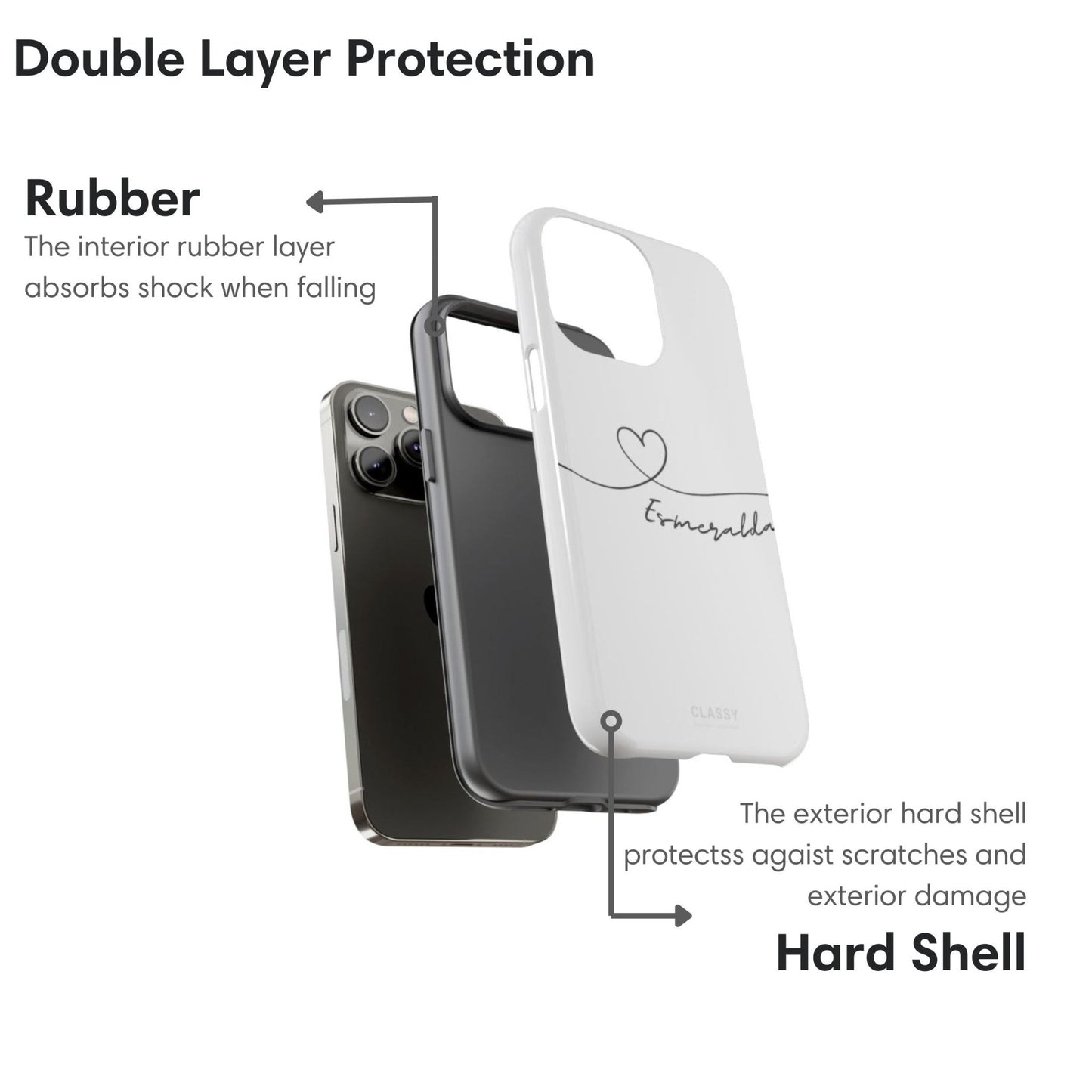 Personalized Heart Drawing Couple Tough Case - White - Classy Cases - Phone Case - iPhone 17 - Glossy - 