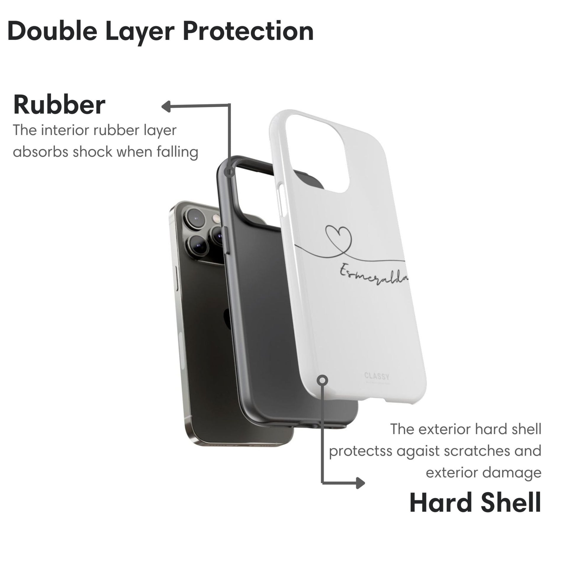 Personalized Heart Drawing Couple Tough Case - White - Classy Cases - Phone Case - iPhone 17 - Glossy - 