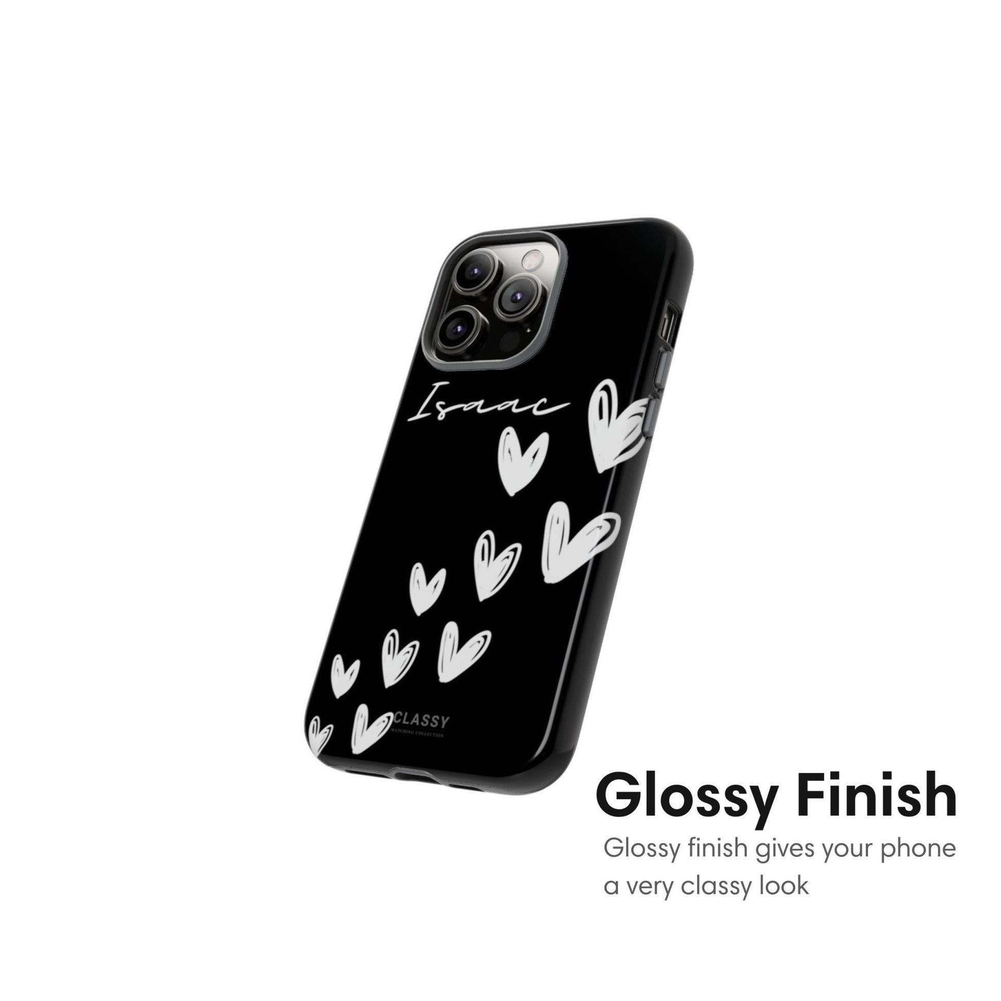 Personalized Hearts Couple Tough Case - Black - Classy Cases - Phone Case - iPhone 17 - Glossy - 