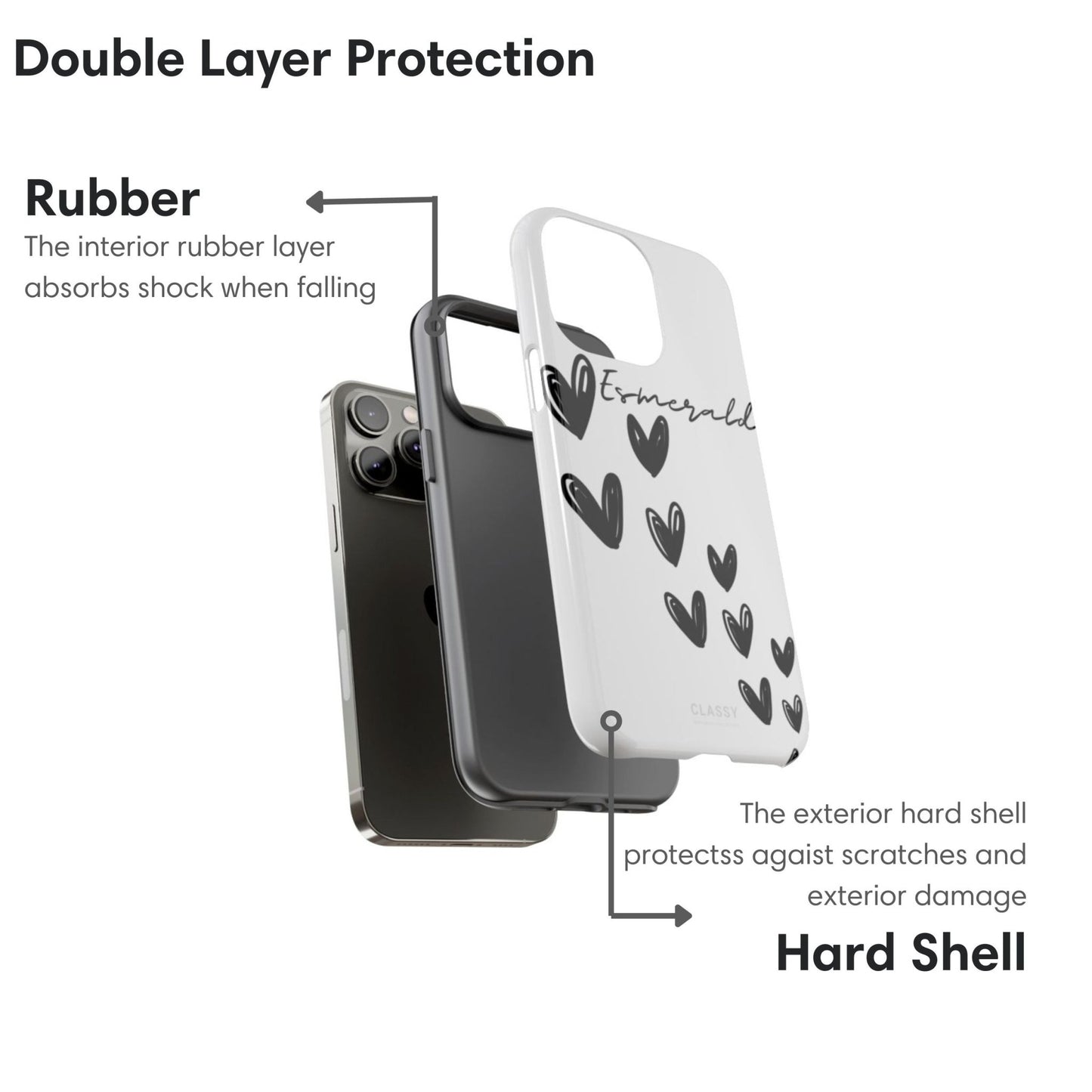 Personalized Hearts Couple Tough Case - White - Classy Cases - Phone Case - iPhone 17 - Glossy - 