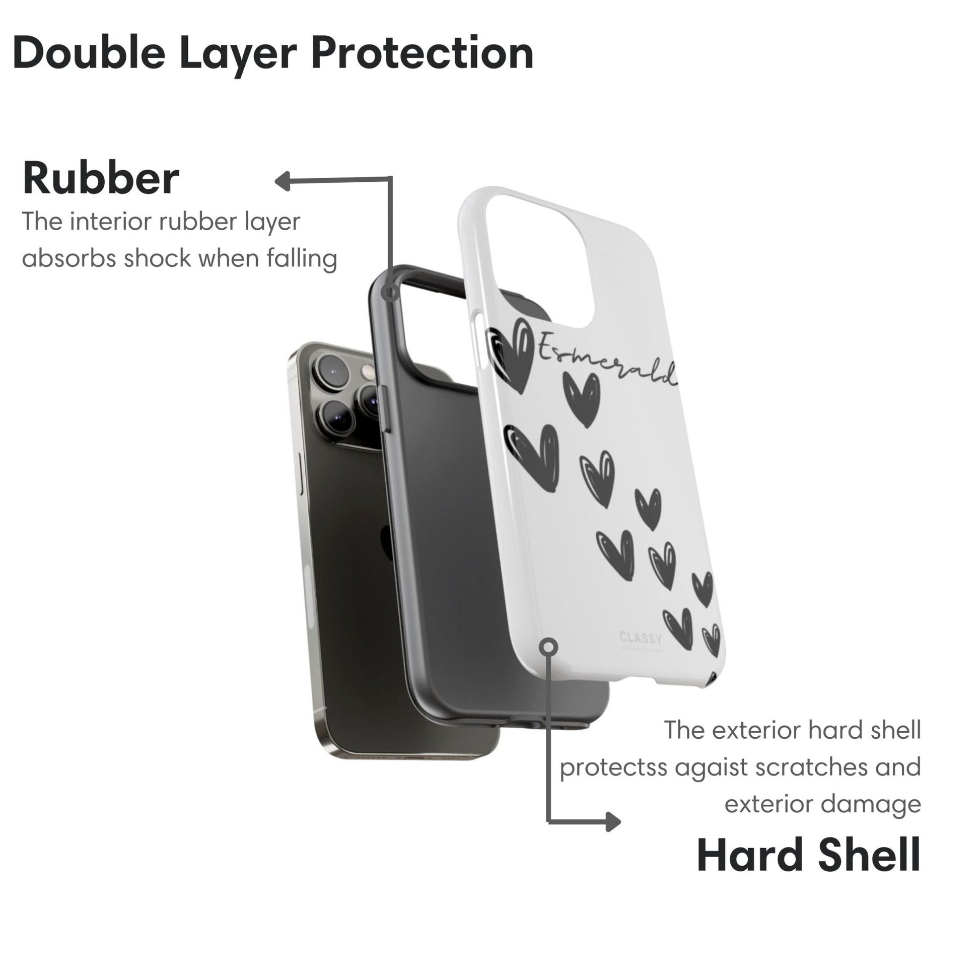 Personalized Hearts Couple Tough Case - White - Classy Cases - Phone Case - iPhone 17 - Glossy - 