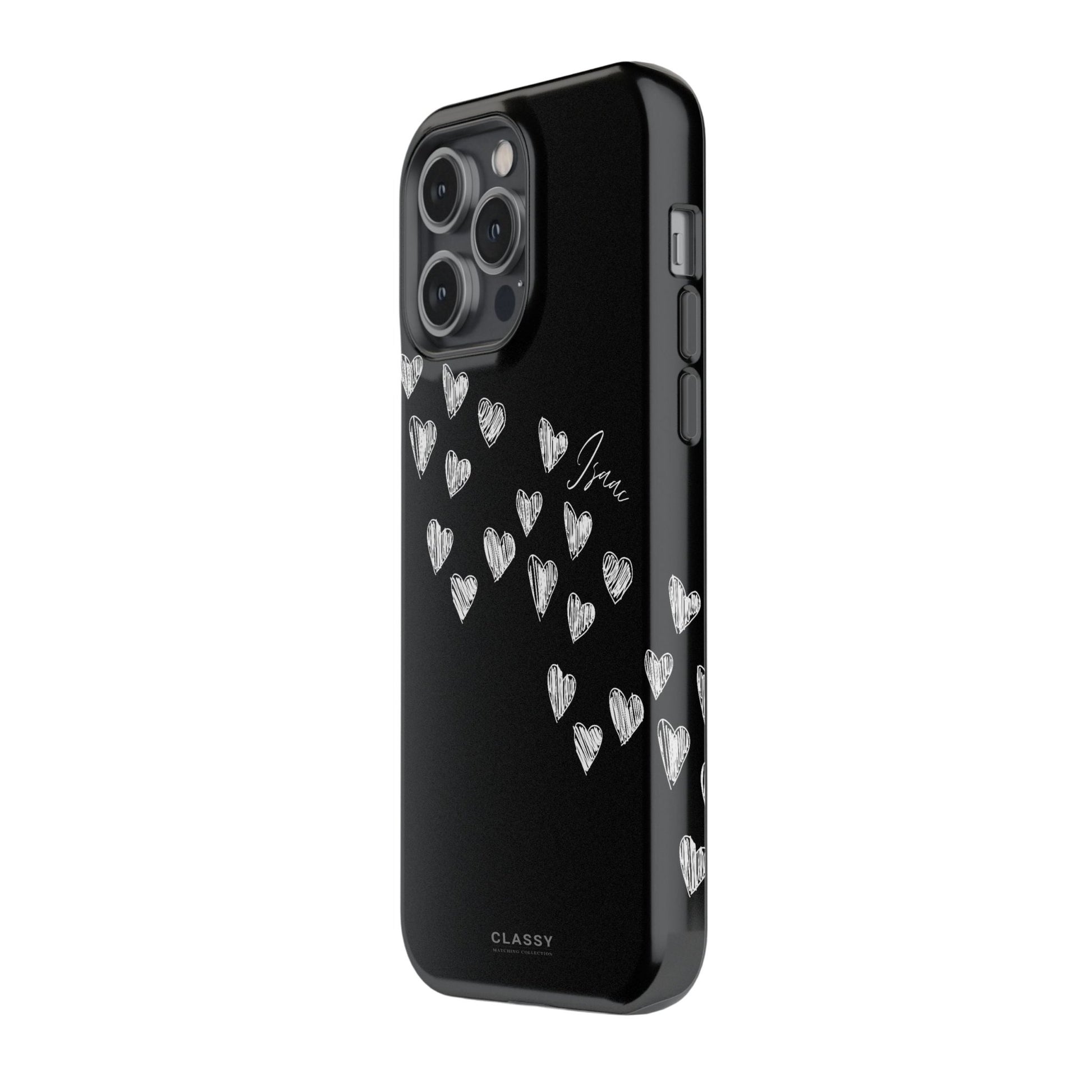 Personalized Little Hearts Couple Tough Case - Black - Classy Cases - Phone Case - iPhone 17 - Glossy - 