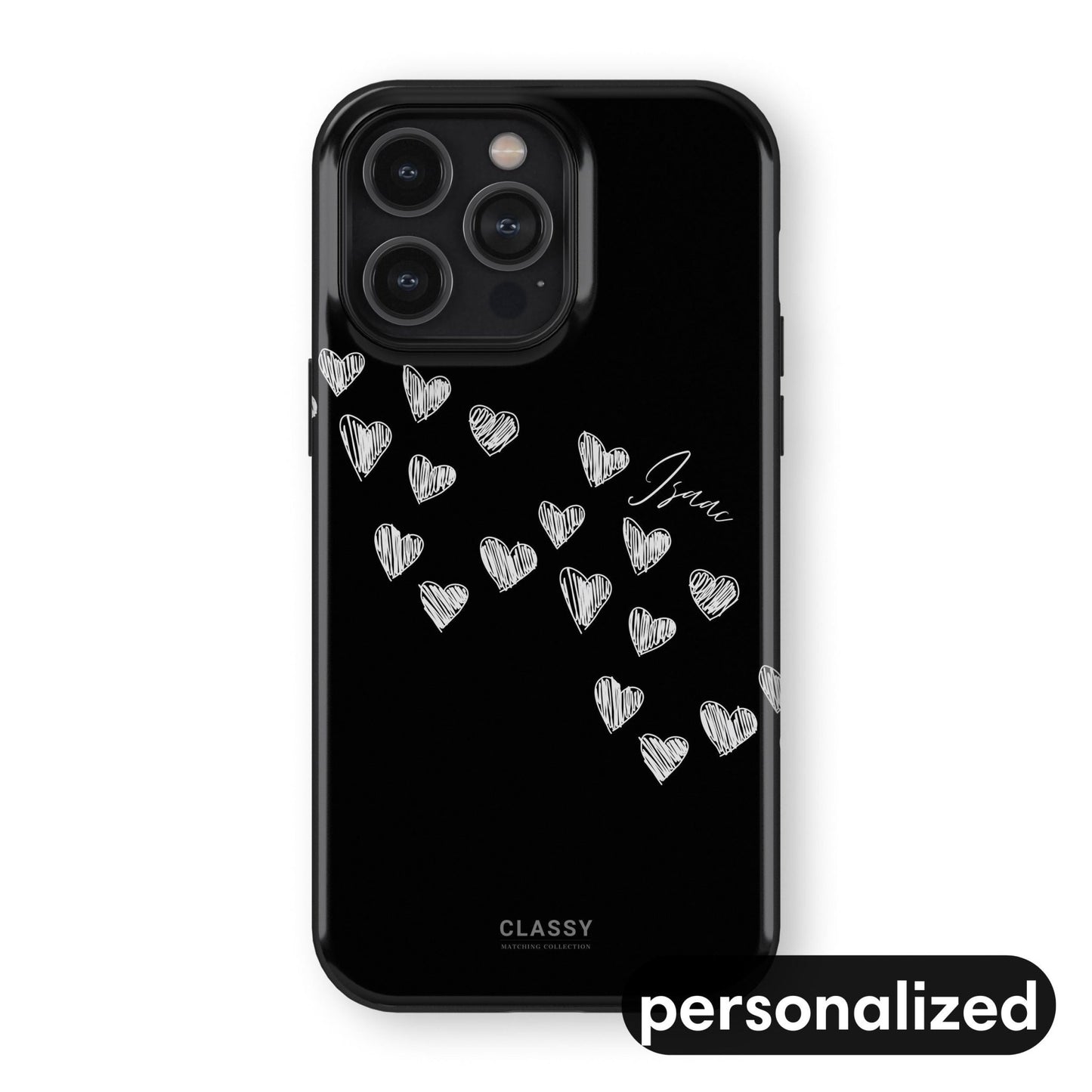 Personalized Little Hearts Couple Tough Case - Black - Classy Cases - Phone Case - iPhone 17 - Glossy - 