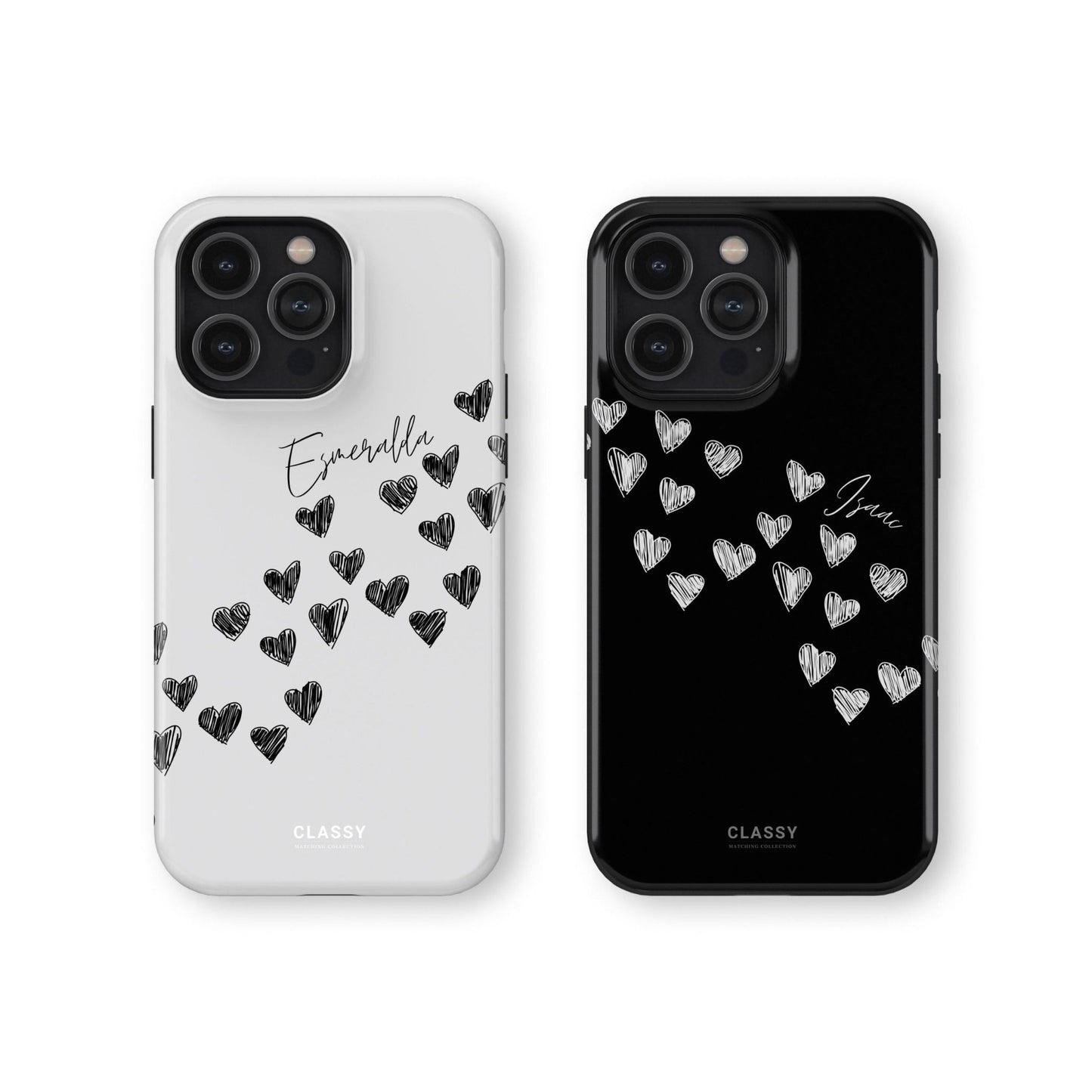 Personalized Little Hearts Couple Tough Case - Black - Classy Cases - Phone Case - iPhone 17 - Glossy - 