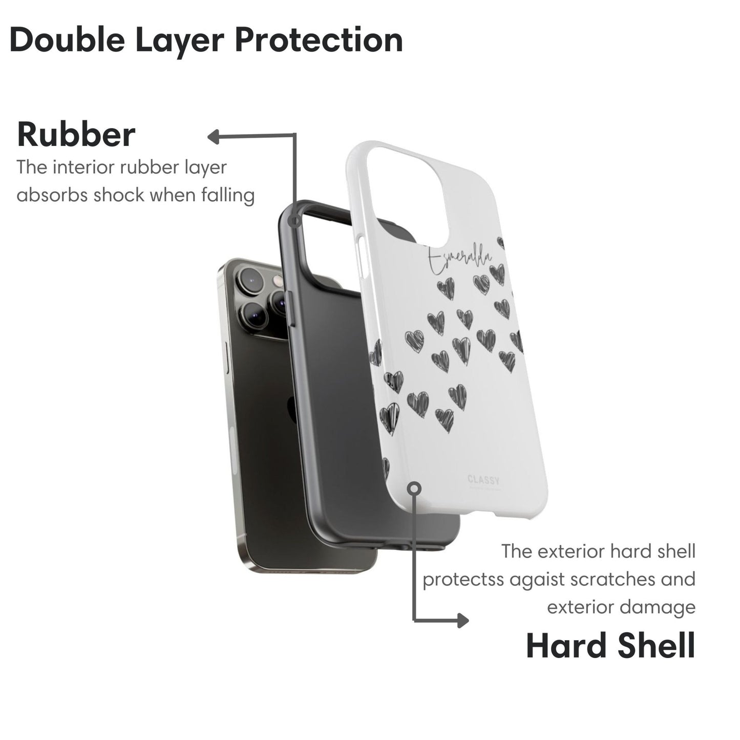 Personalized Little Hearts Couple Tough Case - White - Classy Cases - Phone Case - iPhone 17 - Glossy - 