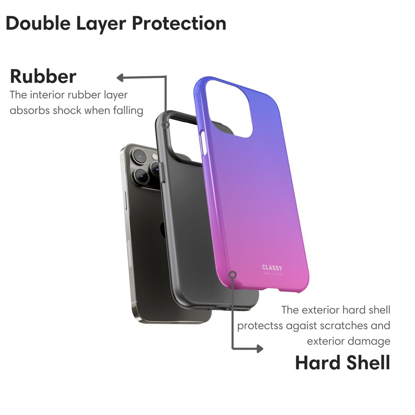 Pink and Purple Ombre Tough Case - Classy Cases - Phone Case - iPhone 17 - Glossy - 