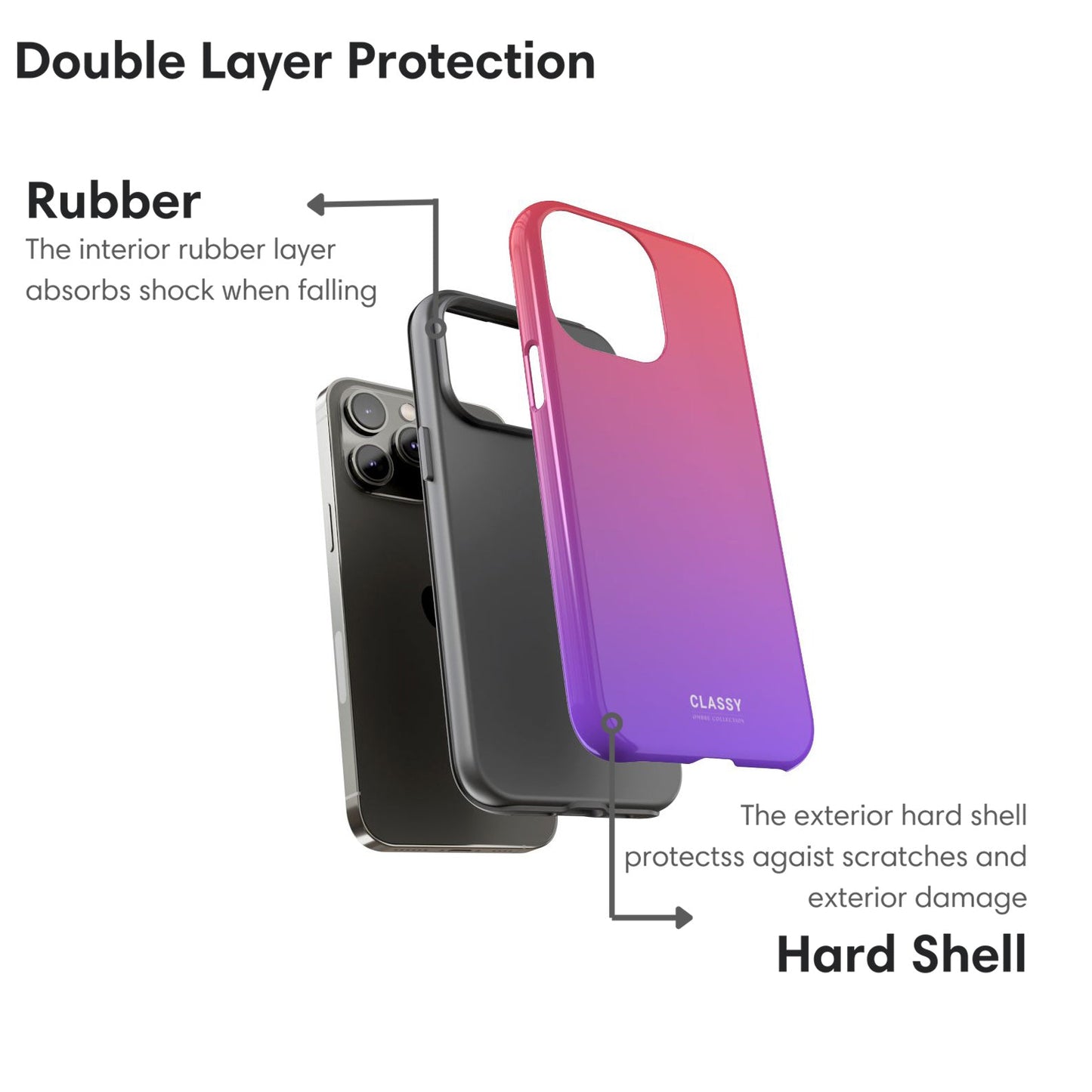 Pink and Purple Ombre Tough Case - Classy Cases - Phone Case - iPhone 17 - Glossy - 