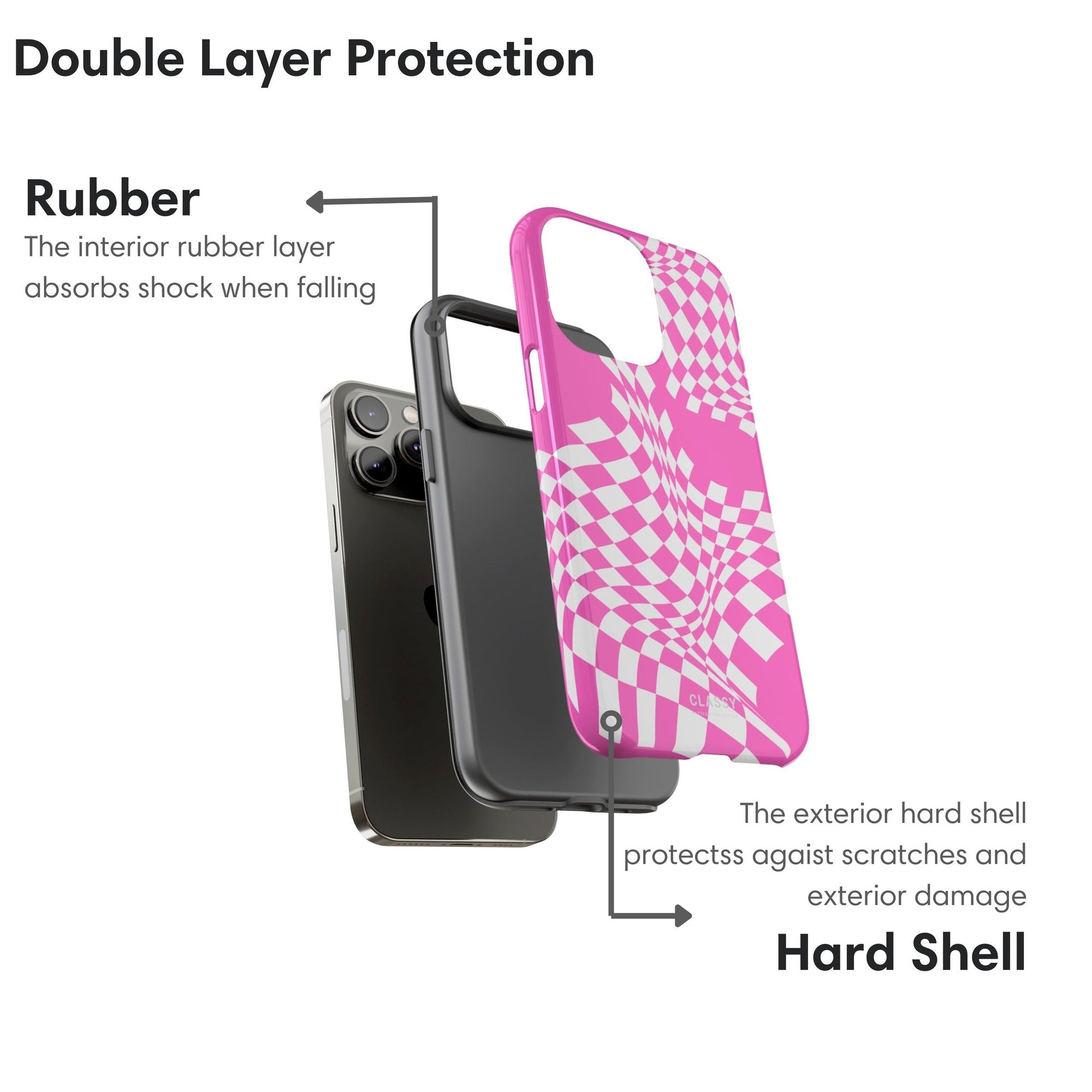 Pink and White Tough Case - Classy Cases - Phone Case - iPhone 17 - Glossy - 