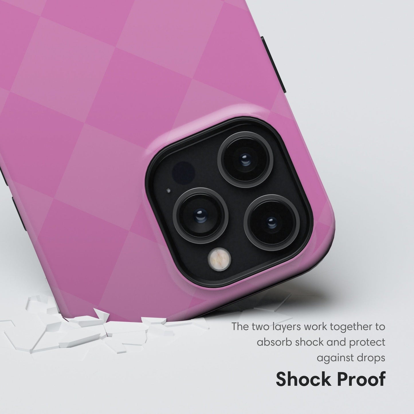 Pink Check Pattern Tough Case - Classy Cases - Phone Case - iPhone 17 - Glossy - 