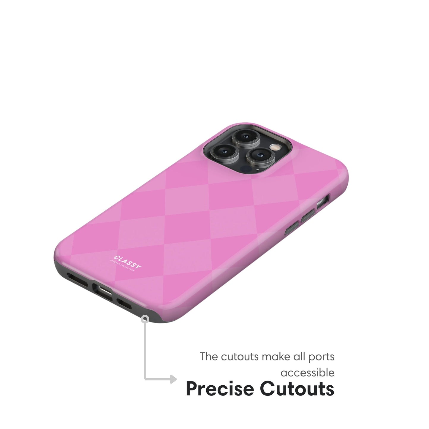 Pink Check Pattern Tough Case - Classy Cases - Phone Case - iPhone 17 - Glossy - 