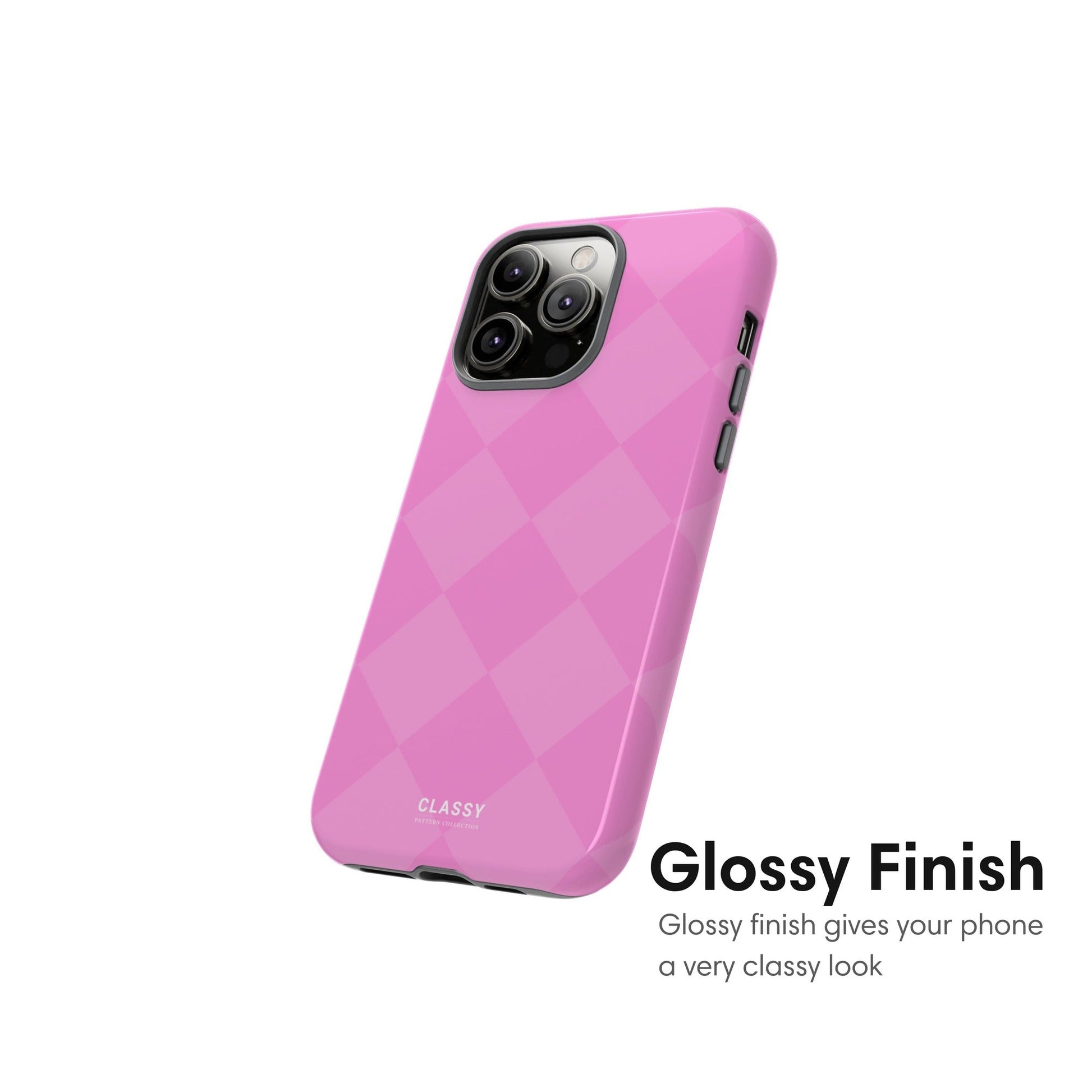 Pink Check Pattern Tough Case - Classy Cases - Phone Case - iPhone 17 - Glossy - 