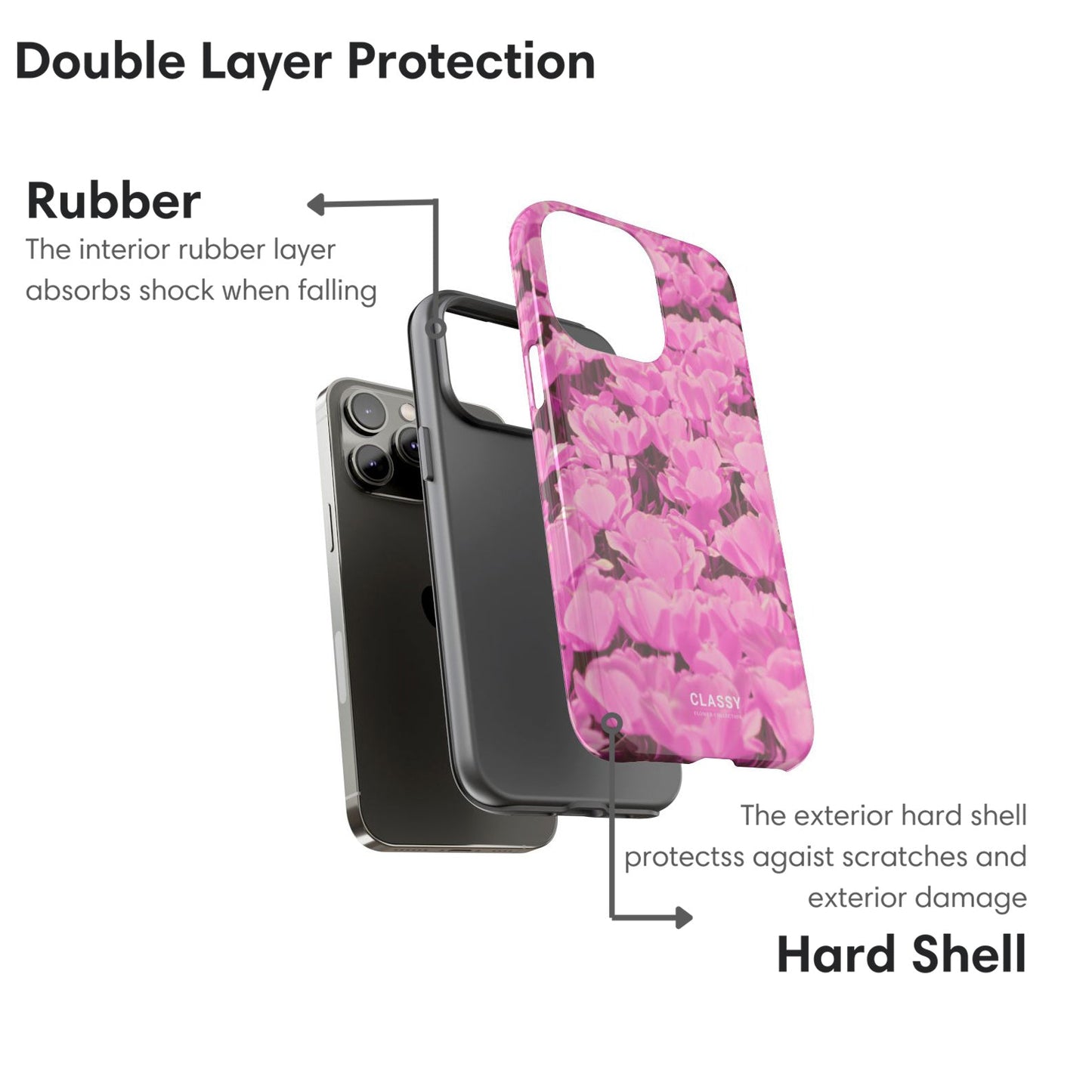 Pink Flower Art Tough Case - Classy Cases - Phone Case - iPhone 17 - Glossy - 