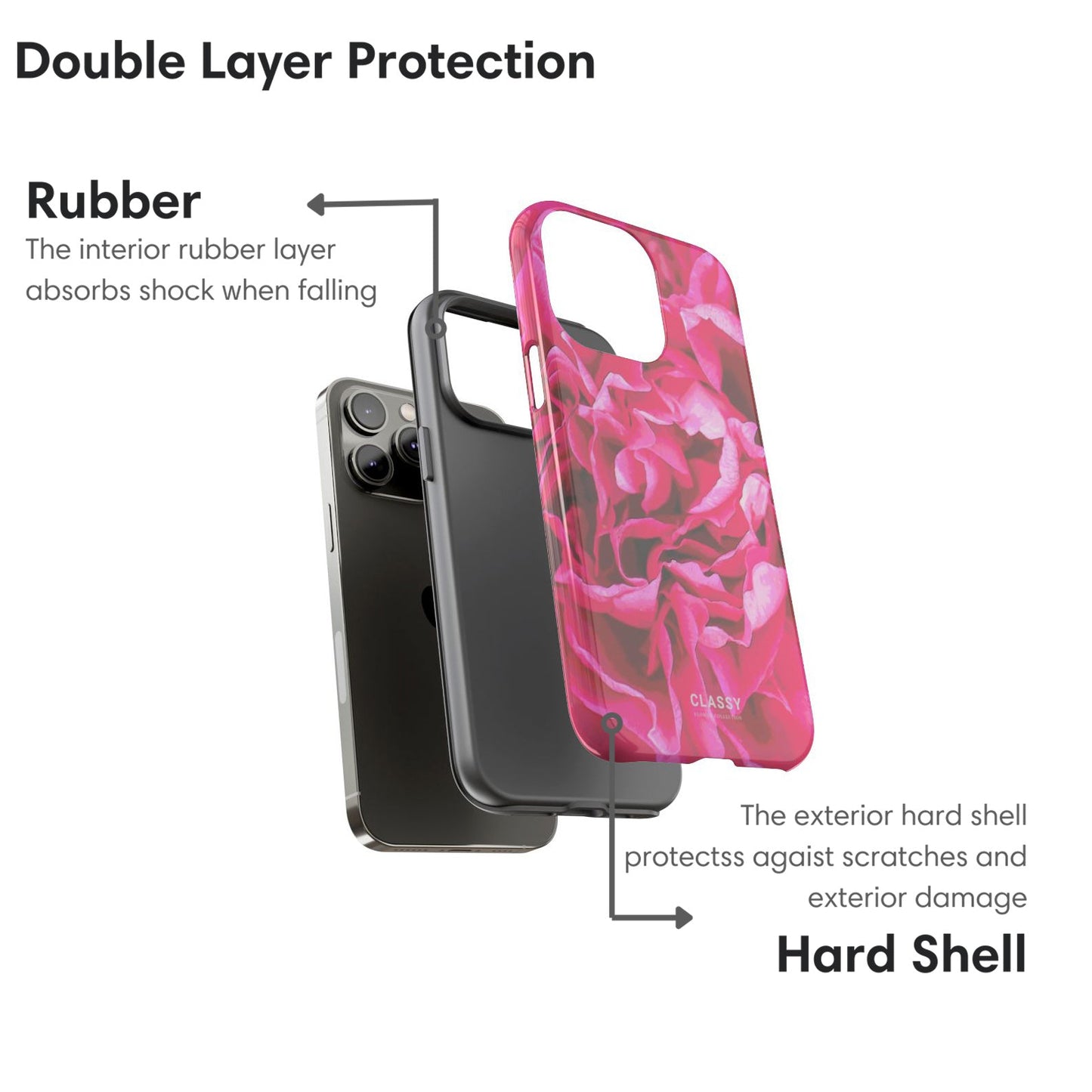 Pink Flowers Tough Case - Classy Cases - Phone Case - iPhone 17 - Glossy - 