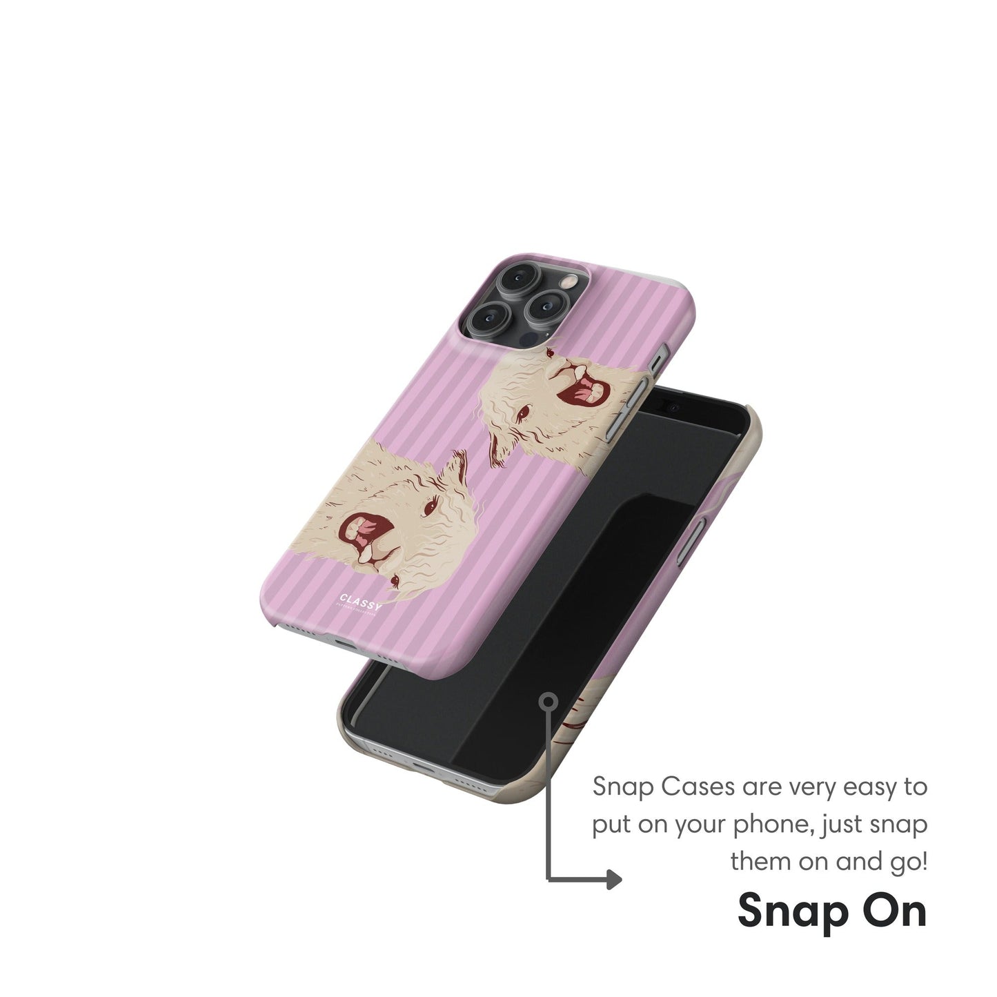 Pink Striped Llama Snap Case 2.0 - Classy Cases - Phone Case - iPhone 17 - Glossy - 