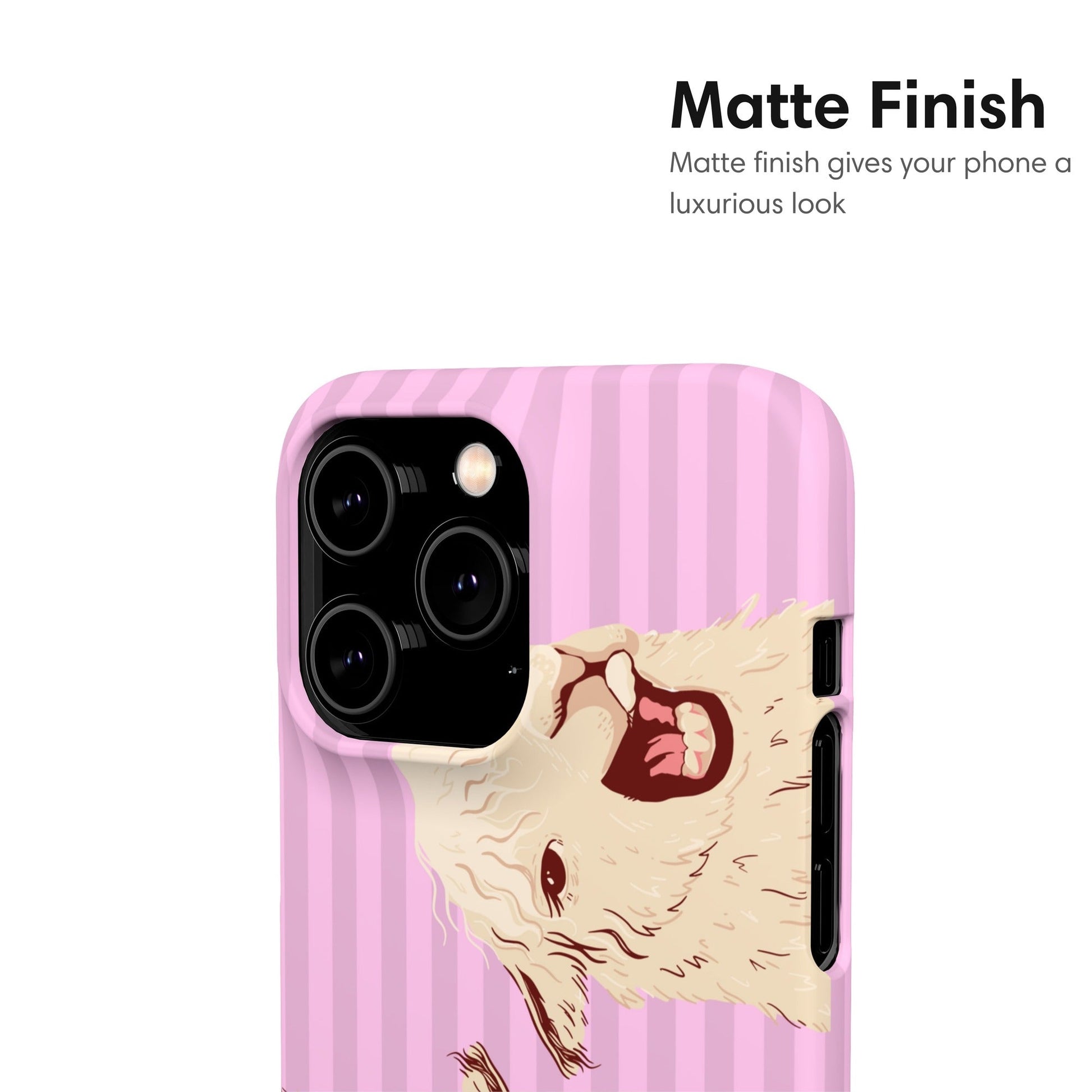 Pink Striped Llama Snap Case 2.0 - Classy Cases - Phone Case - iPhone 17 - Glossy - 