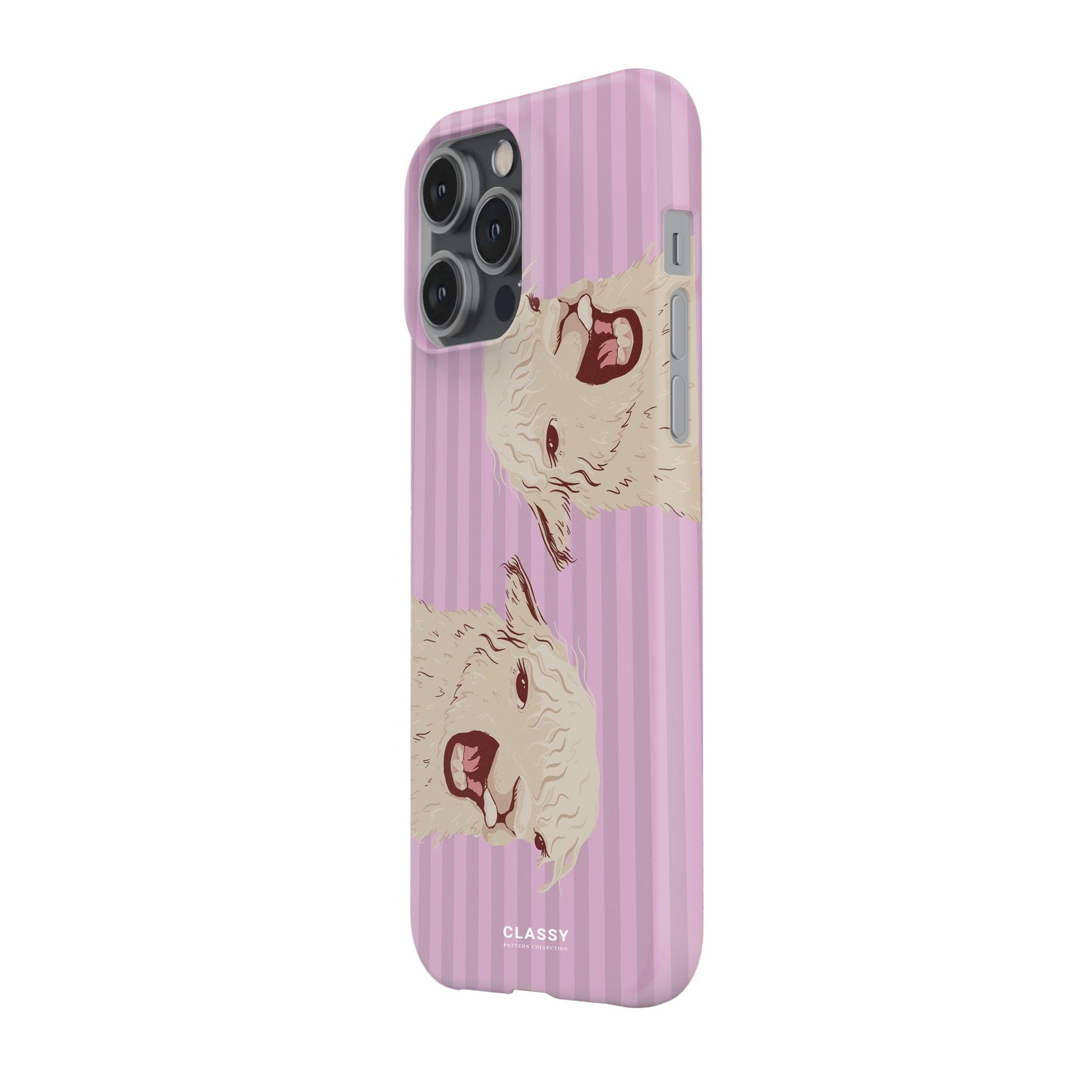 Pink Striped Llama Snap Case 2.0 - Classy Cases - Phone Case - iPhone 17 - Glossy - 