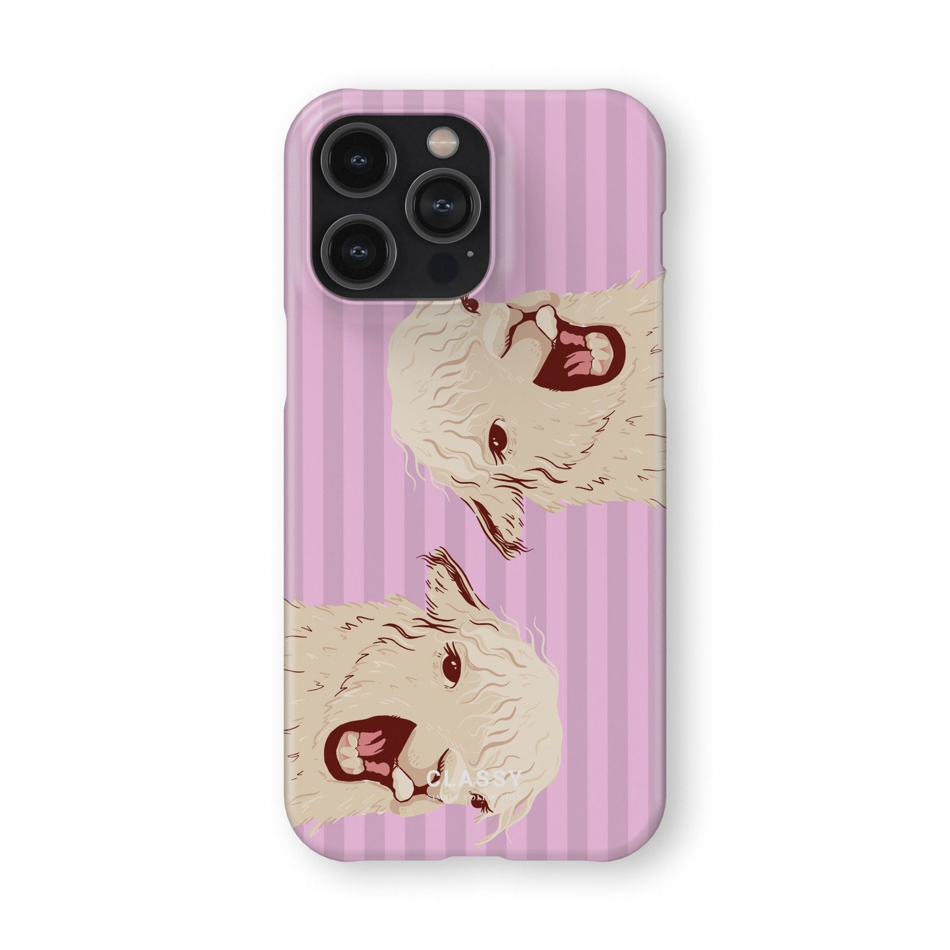 Pink Striped Llama Snap Case 2.0 - Classy Cases - Phone Case - iPhone 17 - Glossy - 