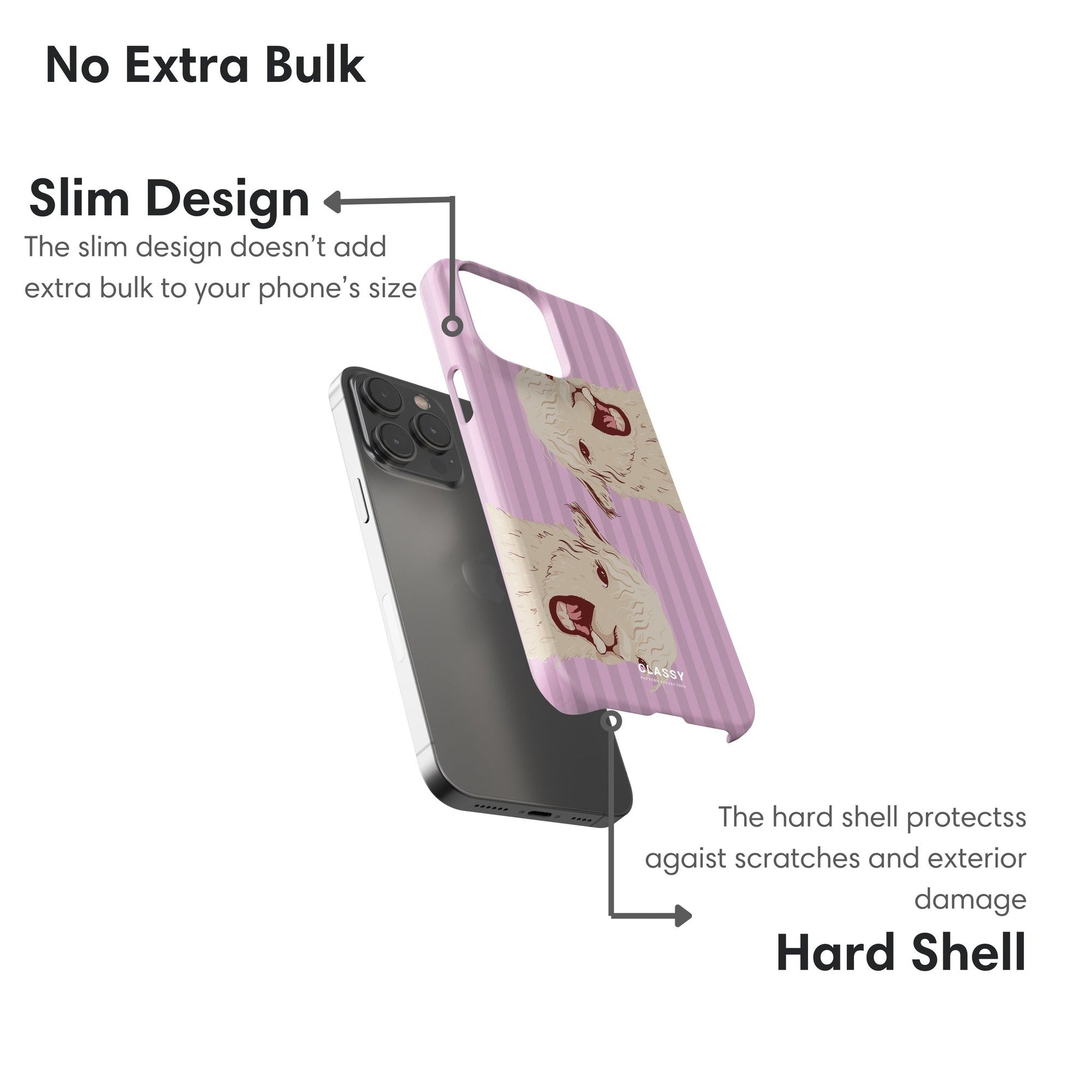 Pink Striped Llama Snap Case 2.0 - Classy Cases - Phone Case - iPhone 17 - Glossy - 