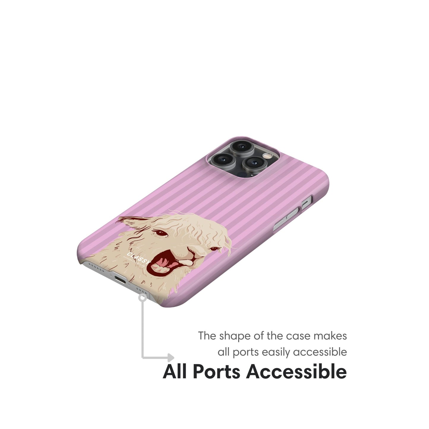 Pink Striped Llama Snap Case - Classy Cases - Phone Case - iPhone 17 - Glossy - 