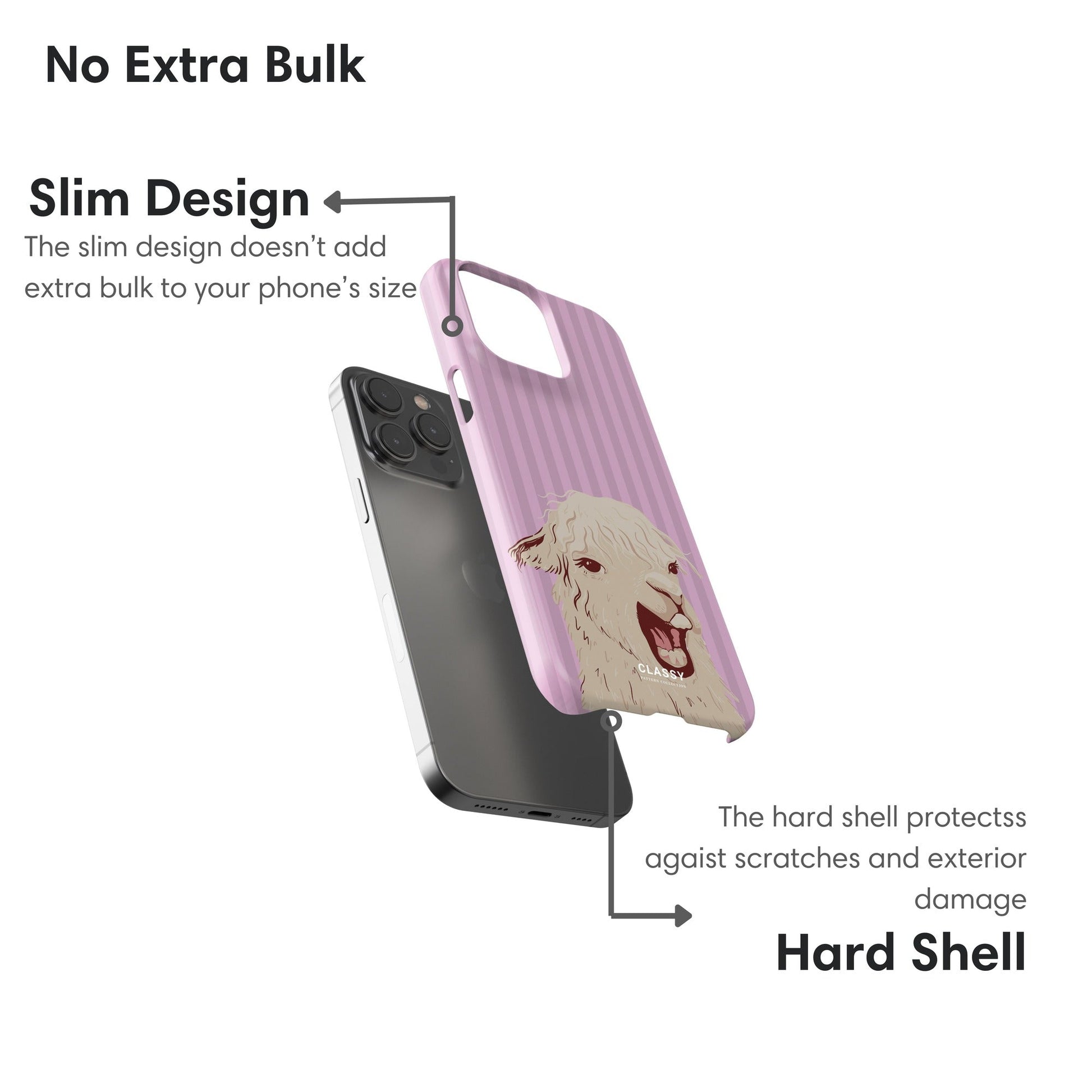Pink Striped Llama Snap Case - Classy Cases - Phone Case - iPhone 17 - Glossy - 