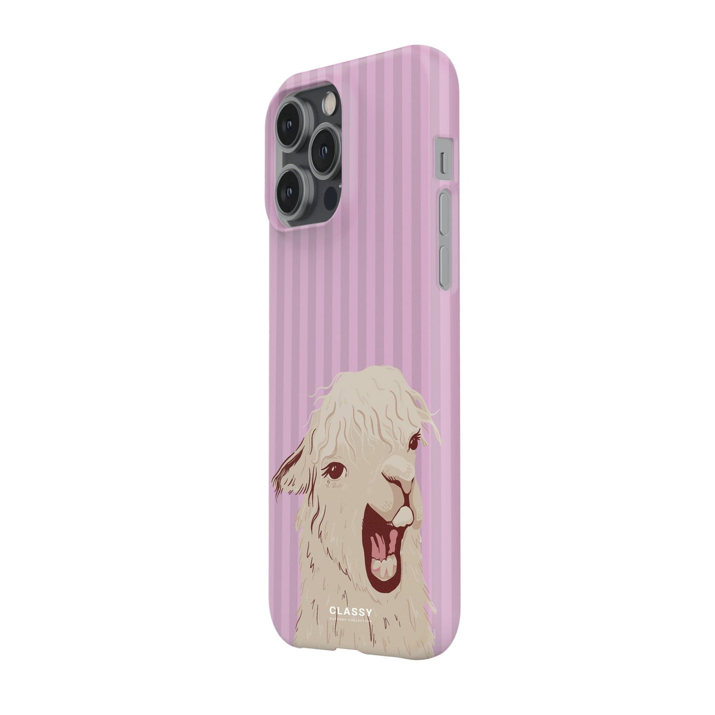 Pink Striped Llama Snap Case - Classy Cases - Phone Case - iPhone 17 - Glossy - 