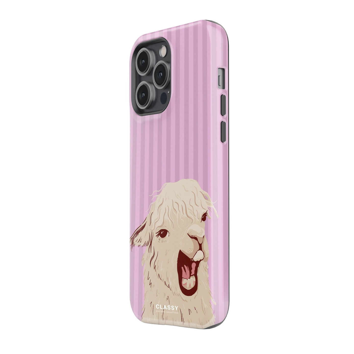 Pink Striped Llama Tough Case - Classy Cases - Phone Case - iPhone 17 - Glossy - 