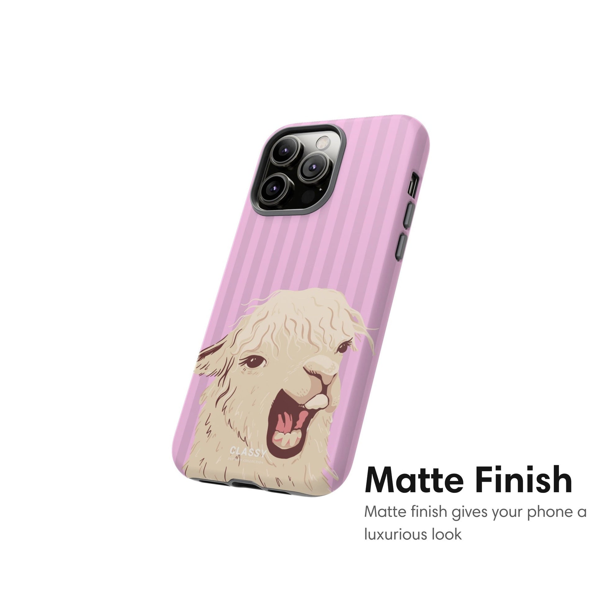 Pink Striped Llama Tough Case - Classy Cases - Phone Case - iPhone 17 - Glossy - 