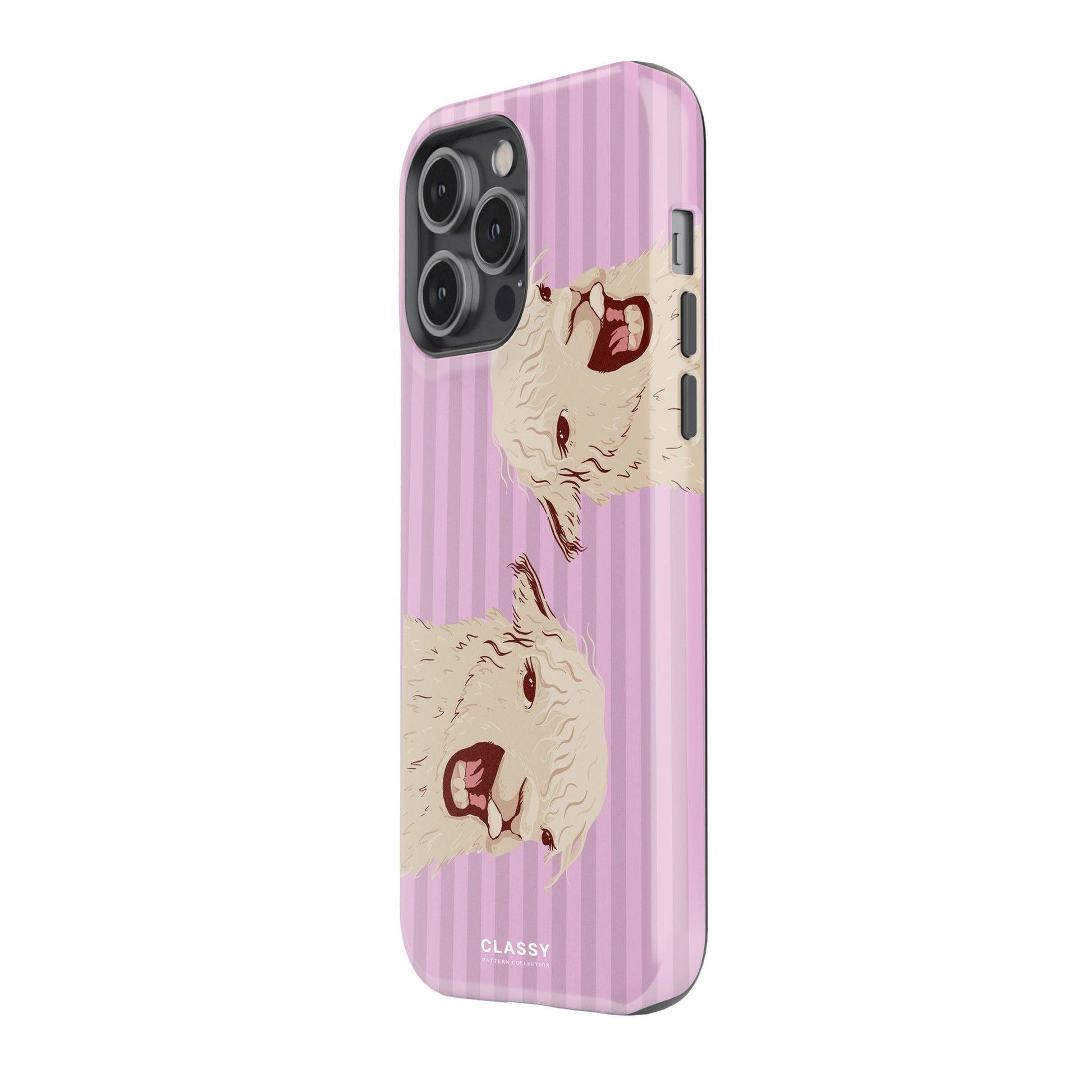 Pink Striped Llamas Tough Case 2.0 - Classy Cases - Phone Case - iPhone 17 - Glossy - 